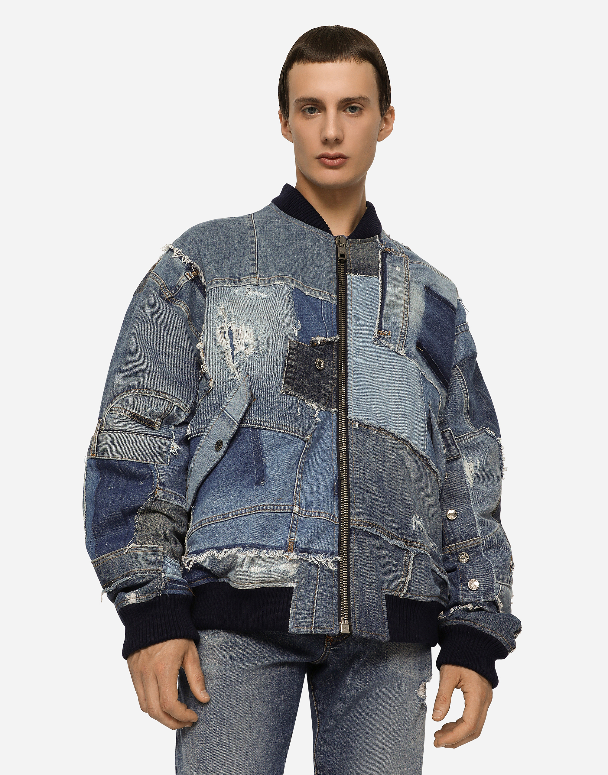DOLCE & GABBANA STRETCH PATCHWORK DENIM JACKET