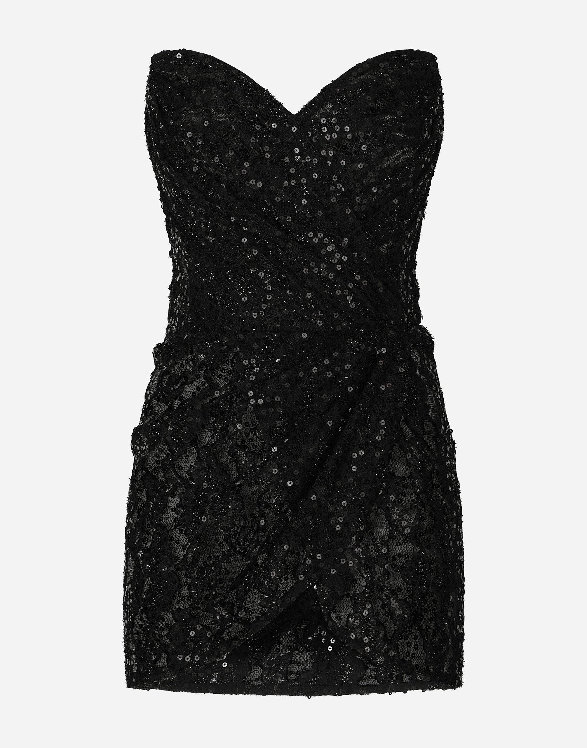 Dolce & Gabbana Short Dress With Sequin Embellishment In Black