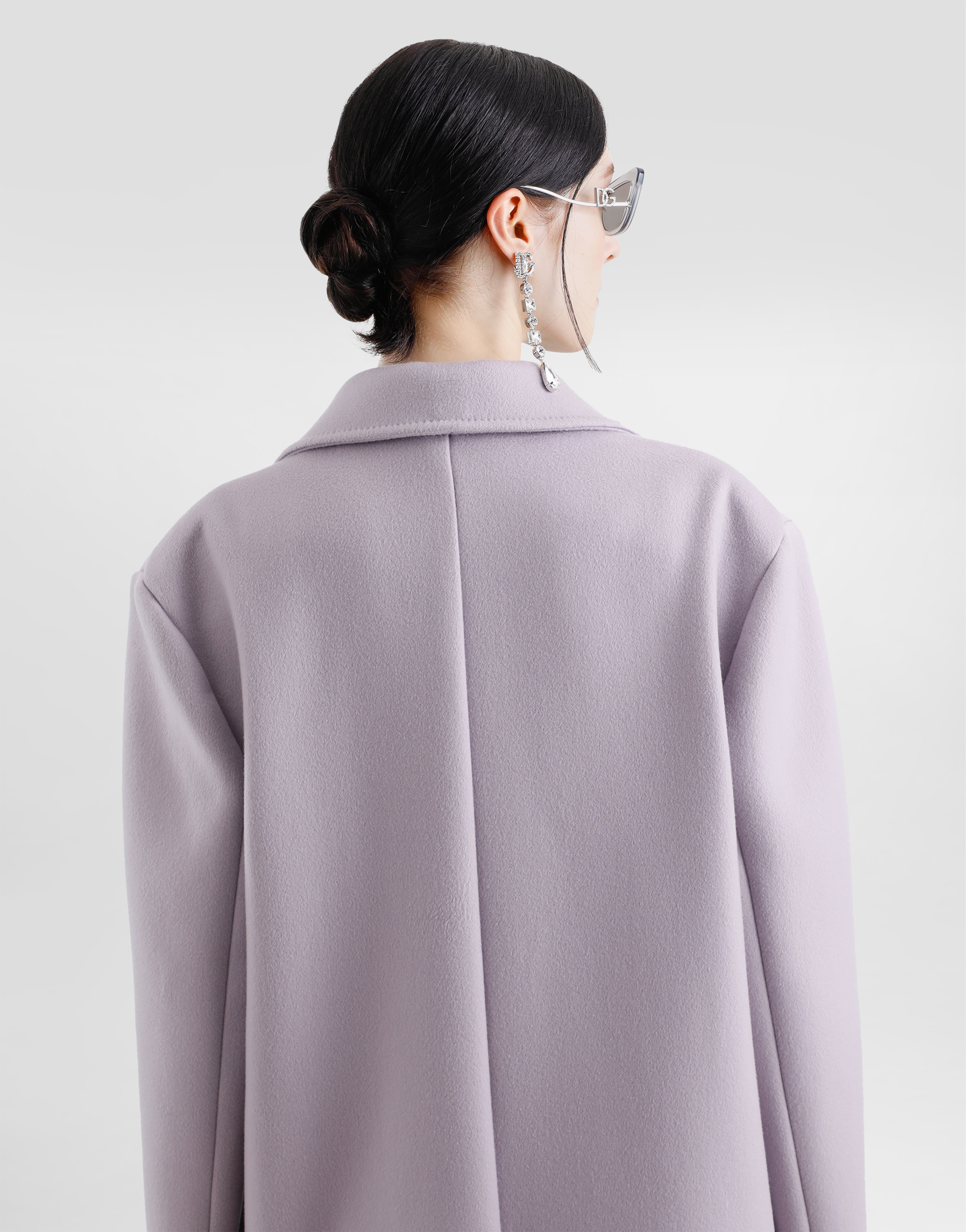 Dolce & Gabbana Single-breasted Cashmere Baize Coat In Lilac