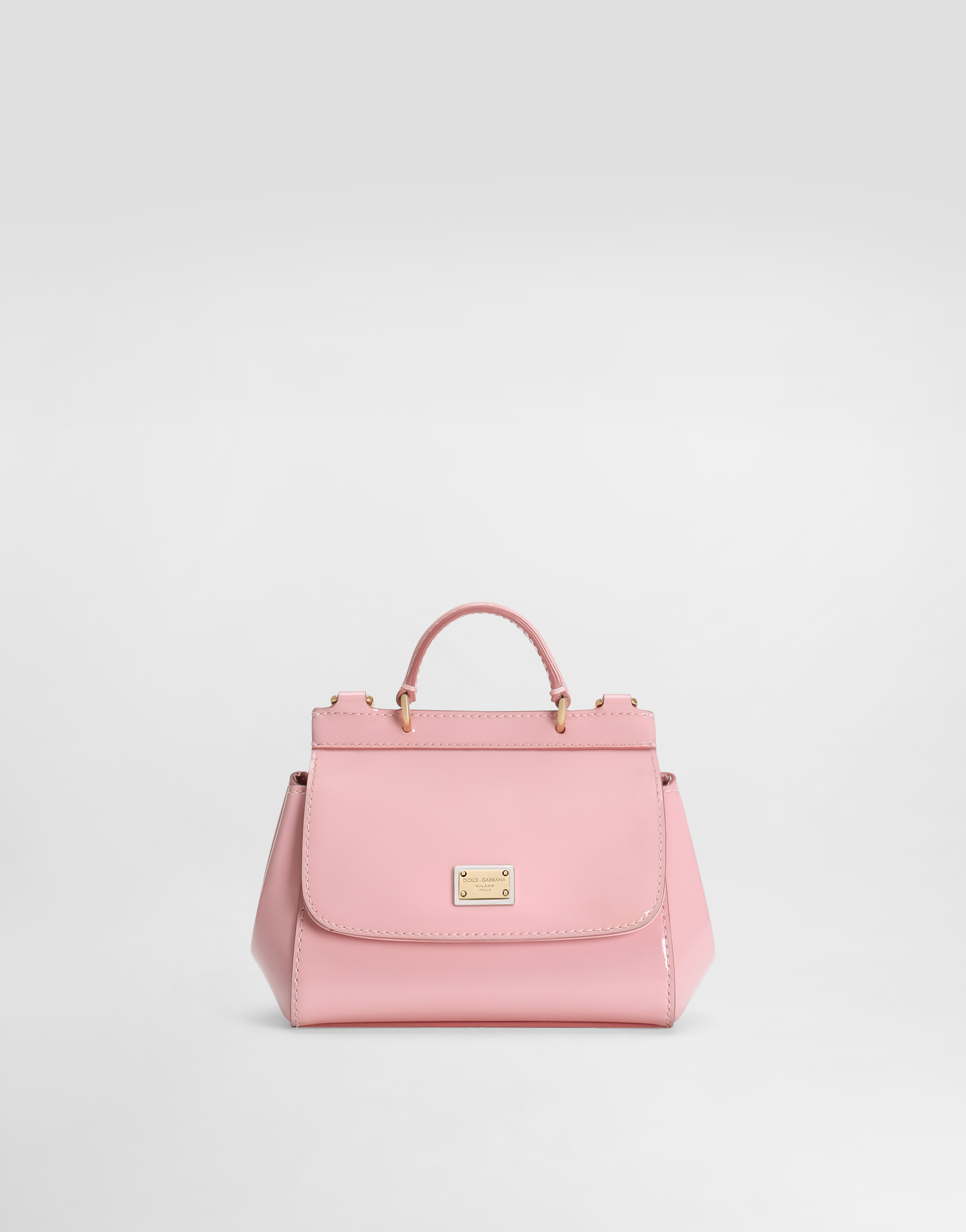 Dolce & Gabbana Mini Sicily Patent Leather Top-handle Bag In Pink