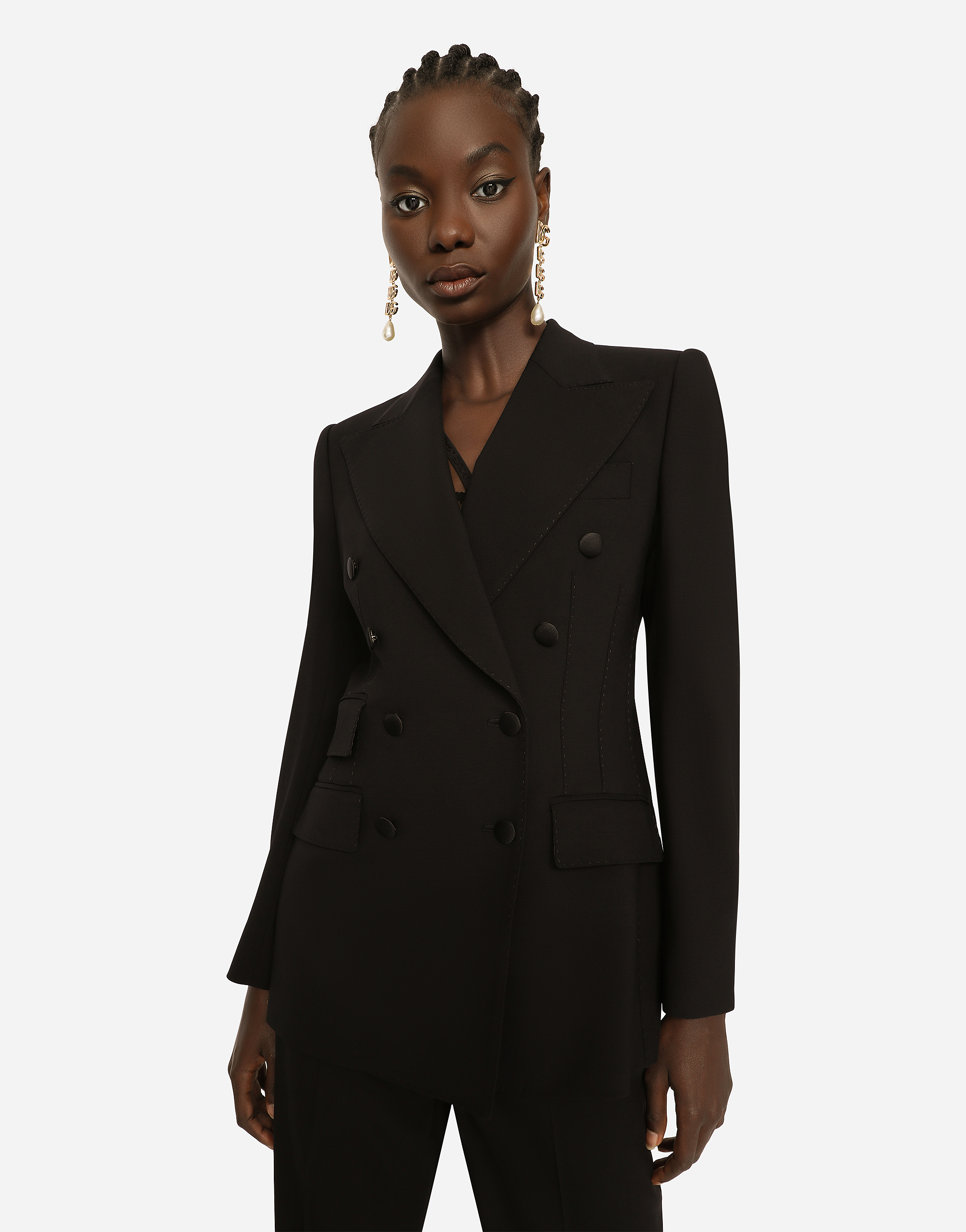Dolce & Gabbana Double-breasted Virgin Wool Jacket In Black