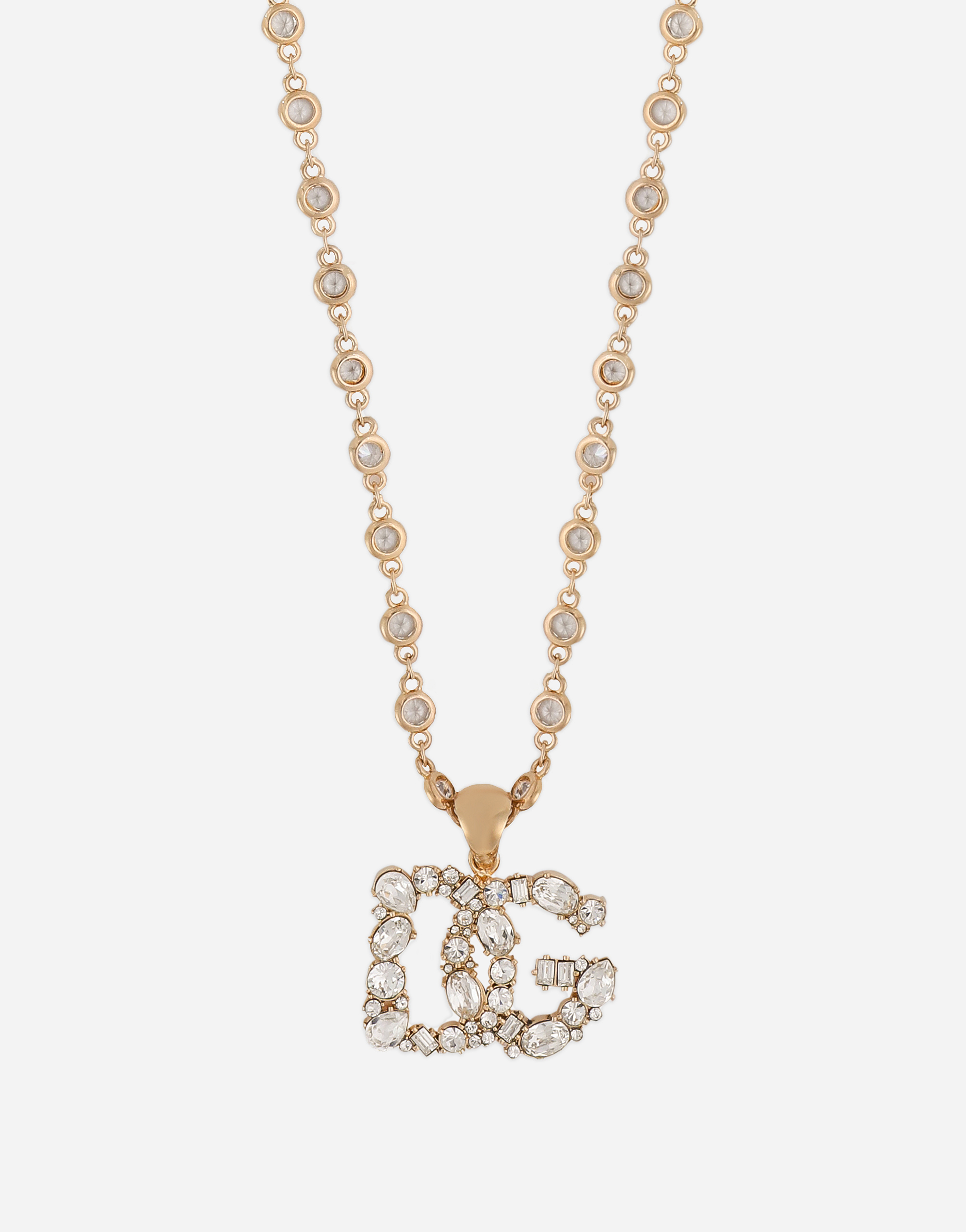 Dolce & Gabbana Necklace With Rhinestone-detailed Dg Logo In Gold