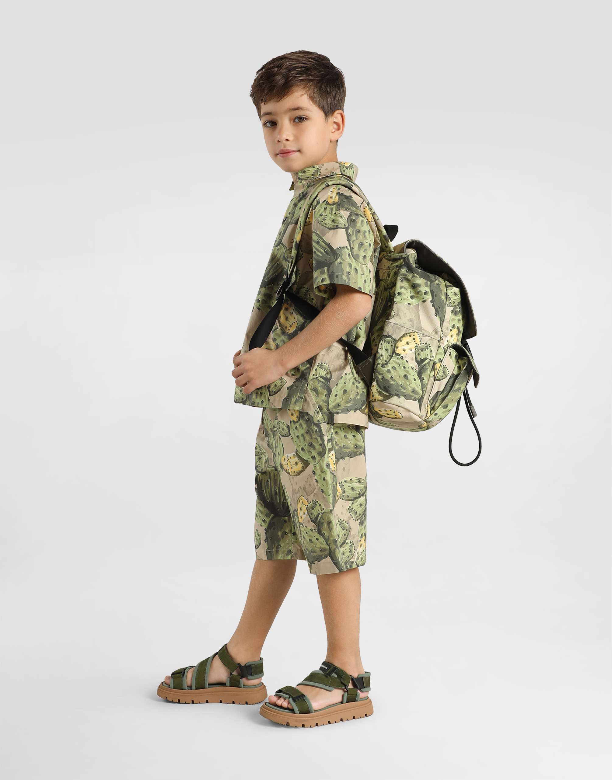 Dolce & Gabbana Figs-print Canvas Backpack In Nude