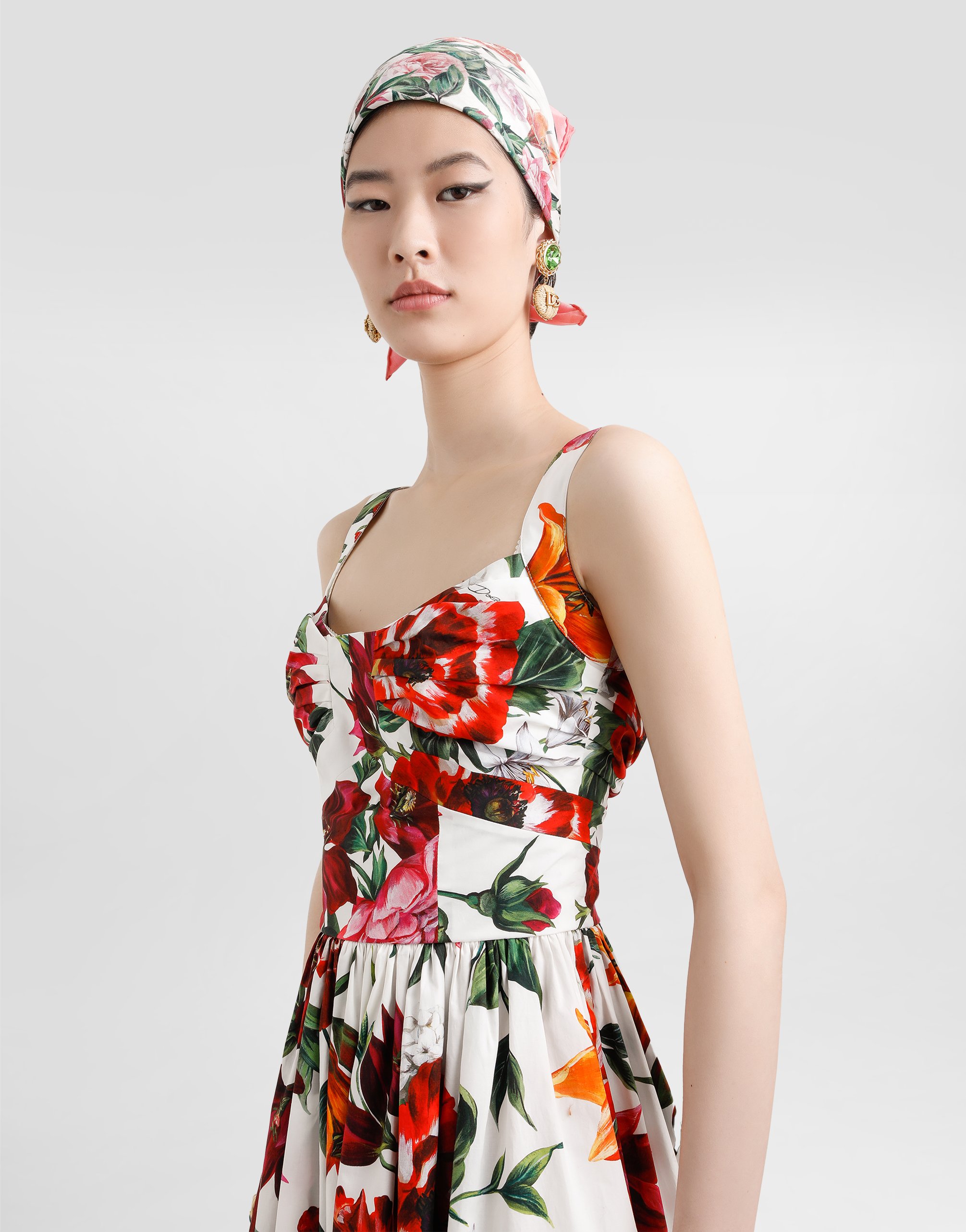 Dolce & Gabbana Printed Cotton Dress In Multi