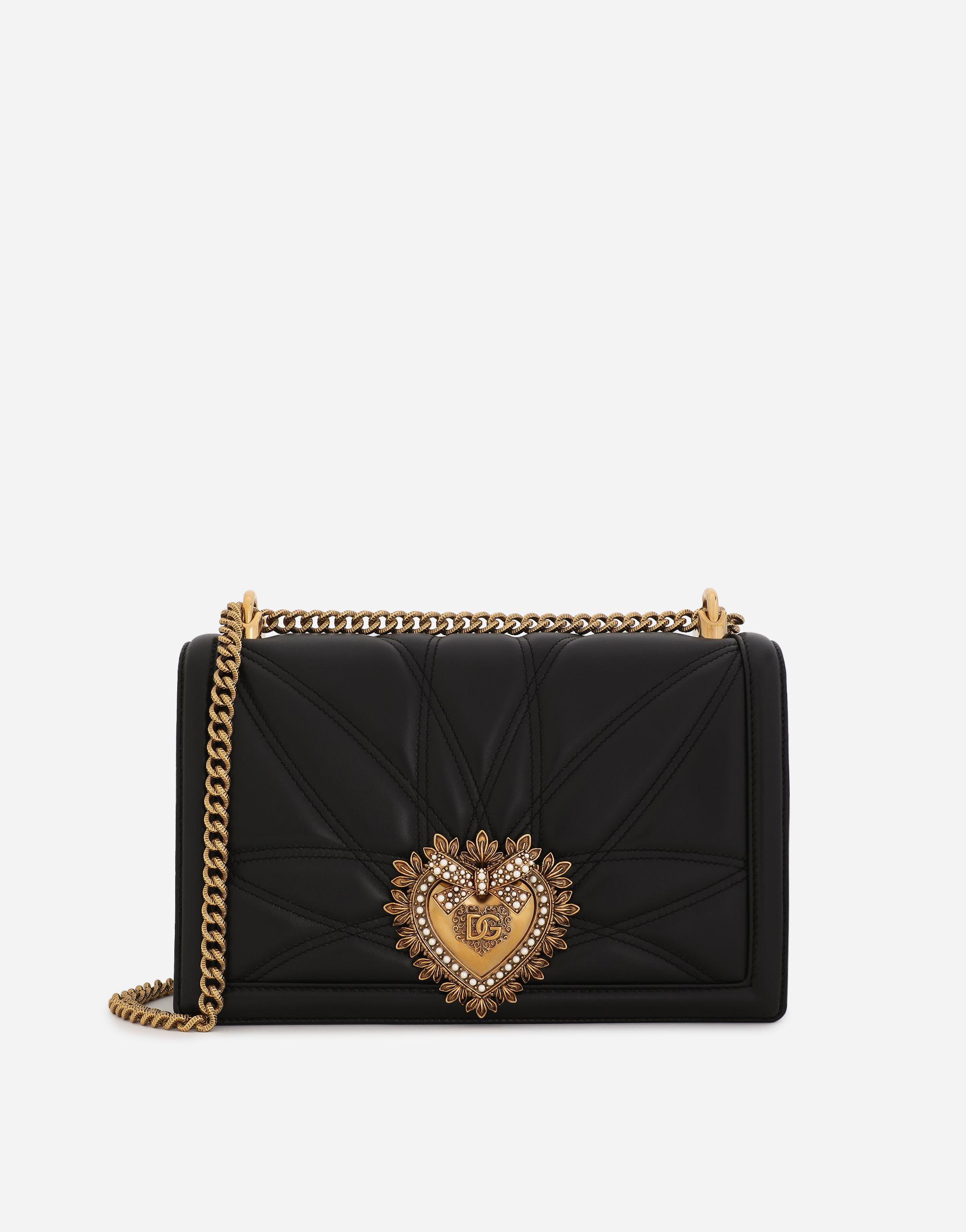 Shop Dolce & Gabbana Large Devotion Bag In Quilted Nappa Leather In Black