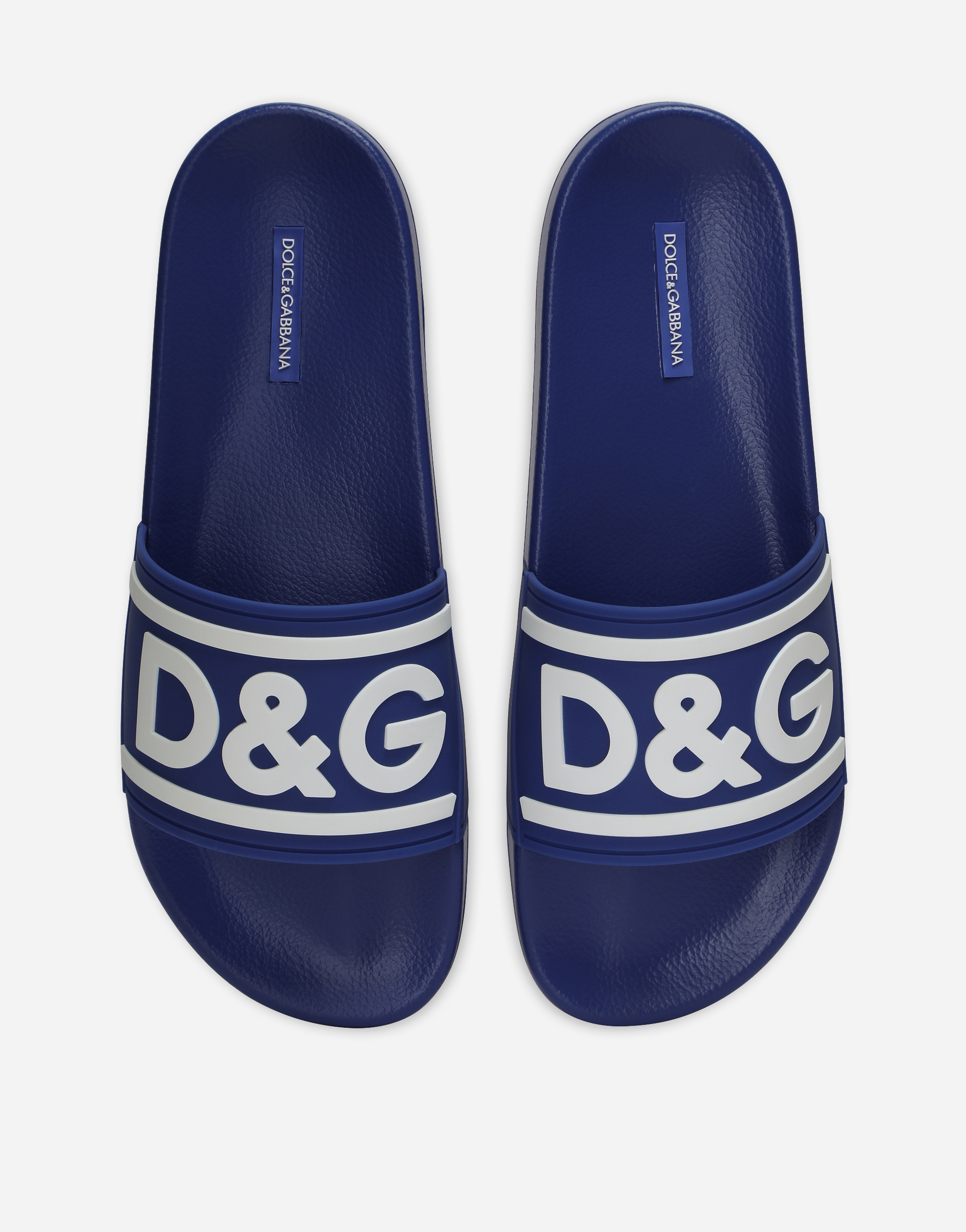 Shop Dolce & Gabbana Rubber Beachwear Sliders With Dg Logo In Multicolor