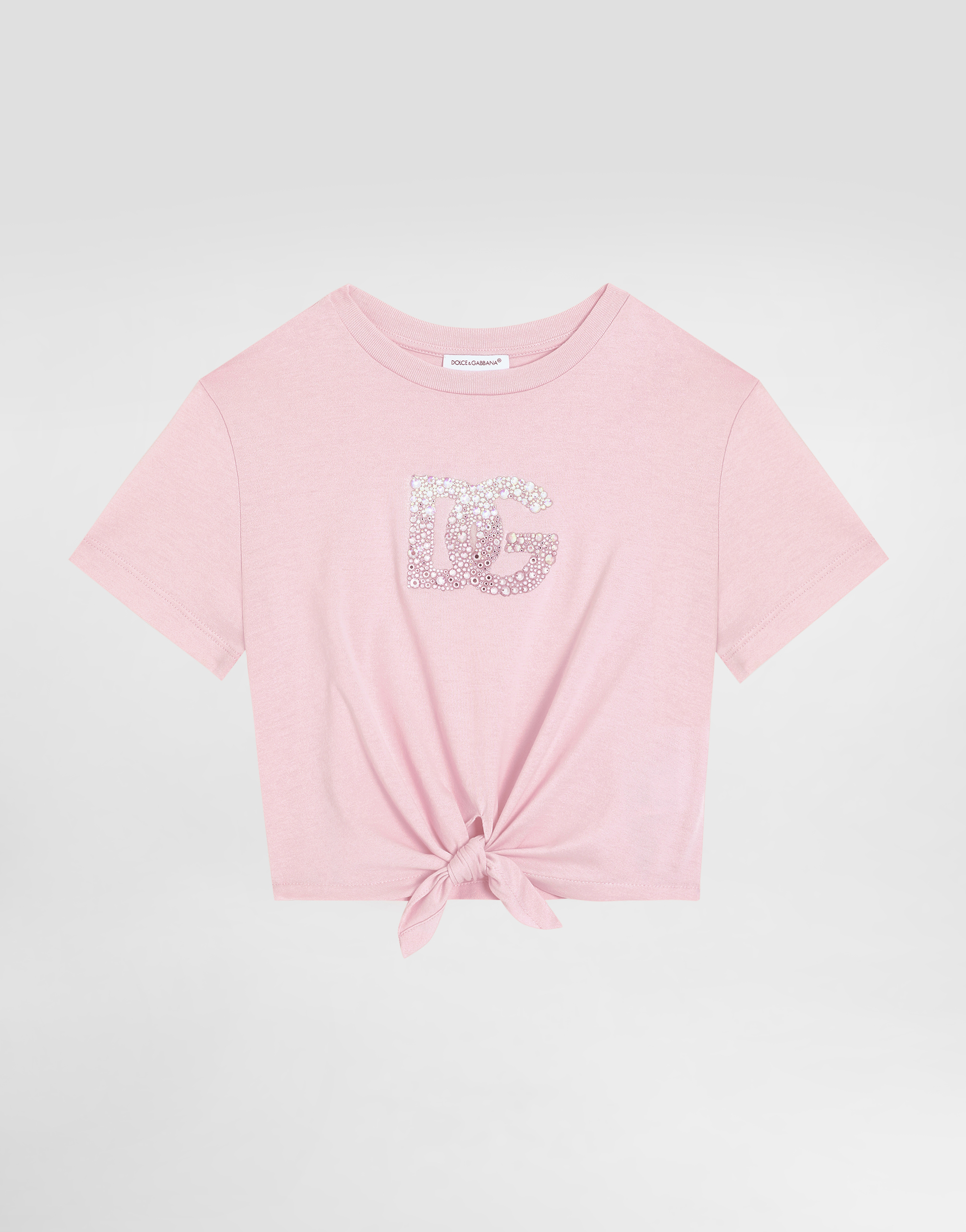 Dolce & Gabbana Jersey T-shirt With Dg Logo In Pink