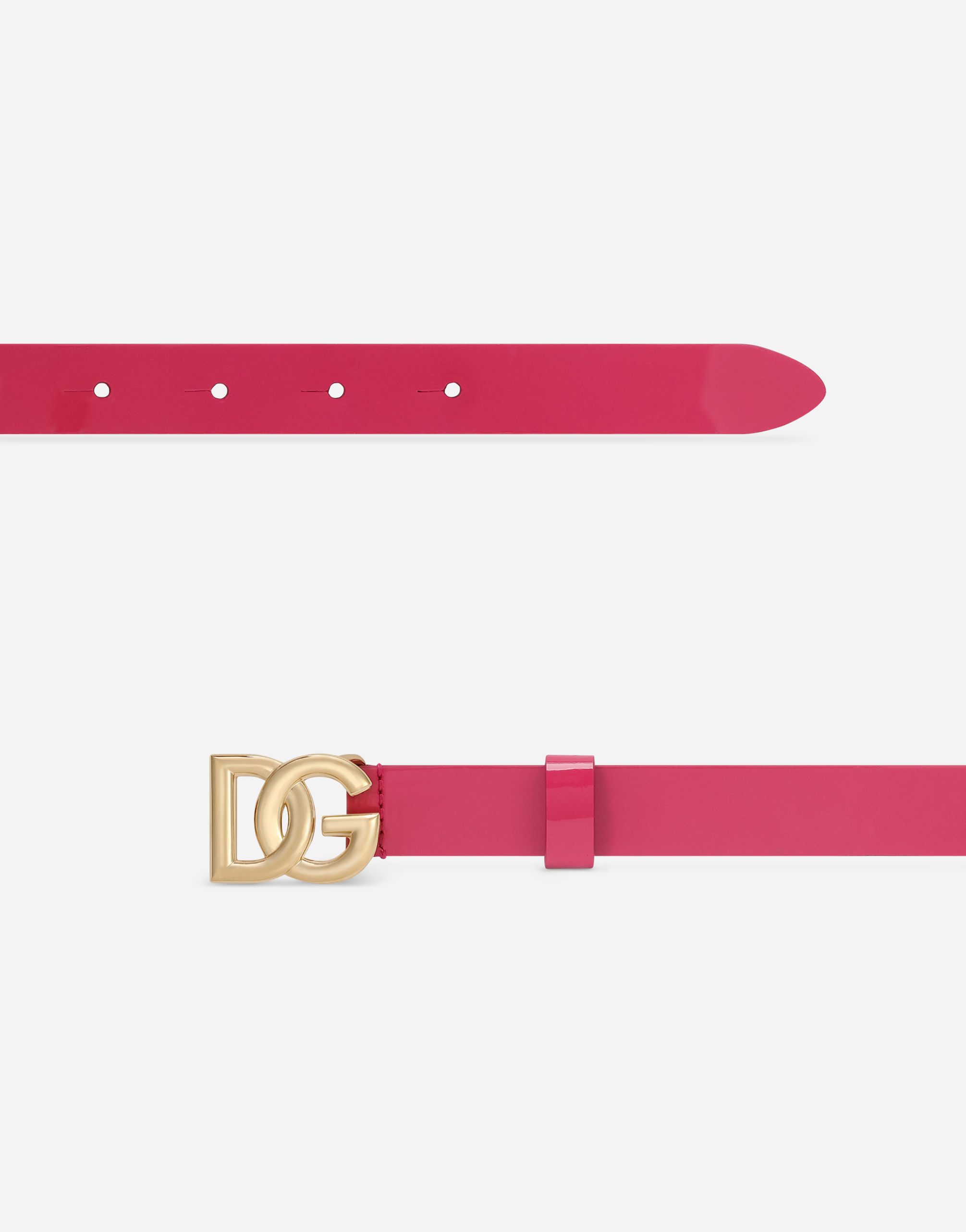 Dolce & Gabbana Patent Leather Belt With Dg-logo Buckle In Pink