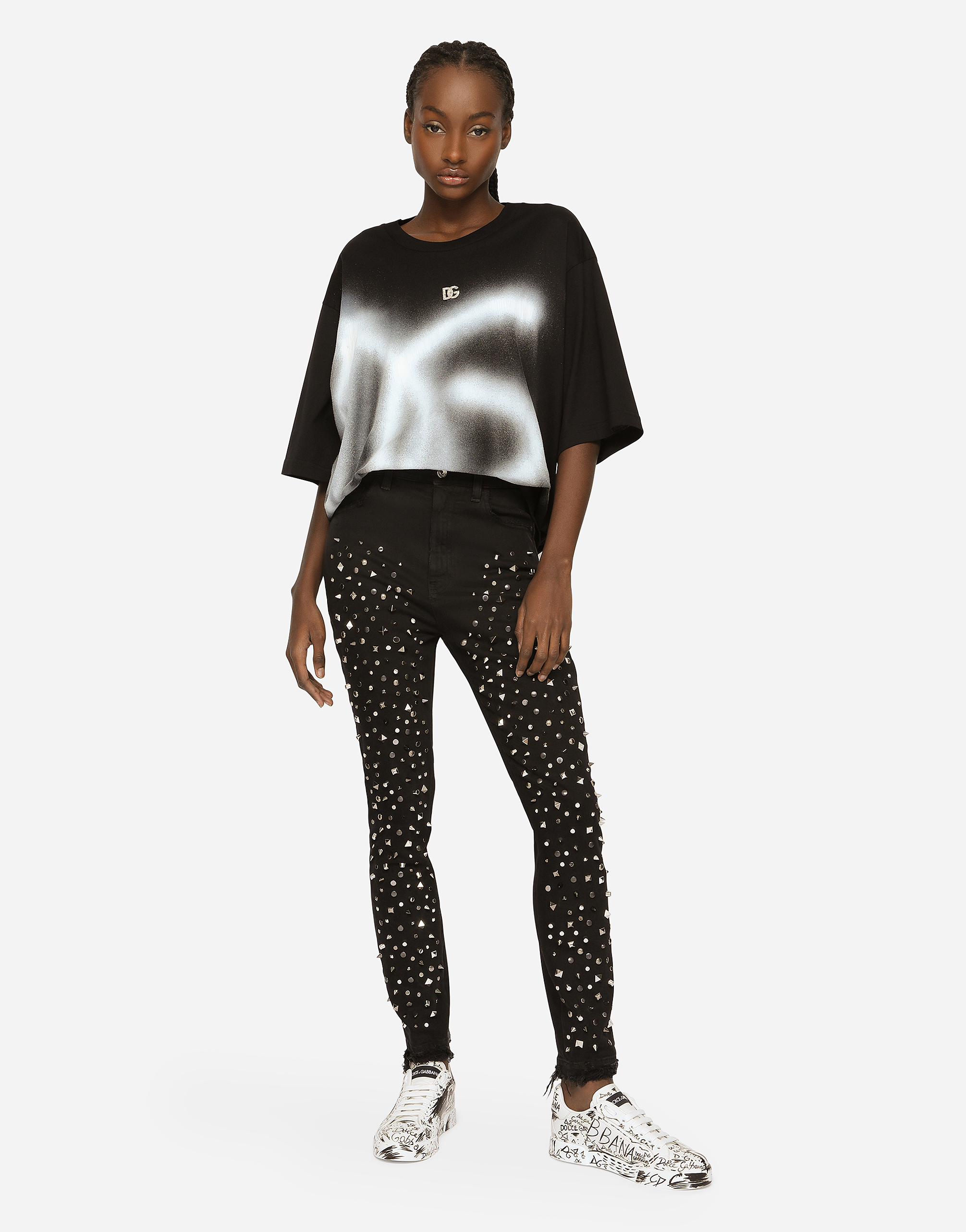 Dolce & Gabbana Audrey Studded Skinny Jeans In Multicolor