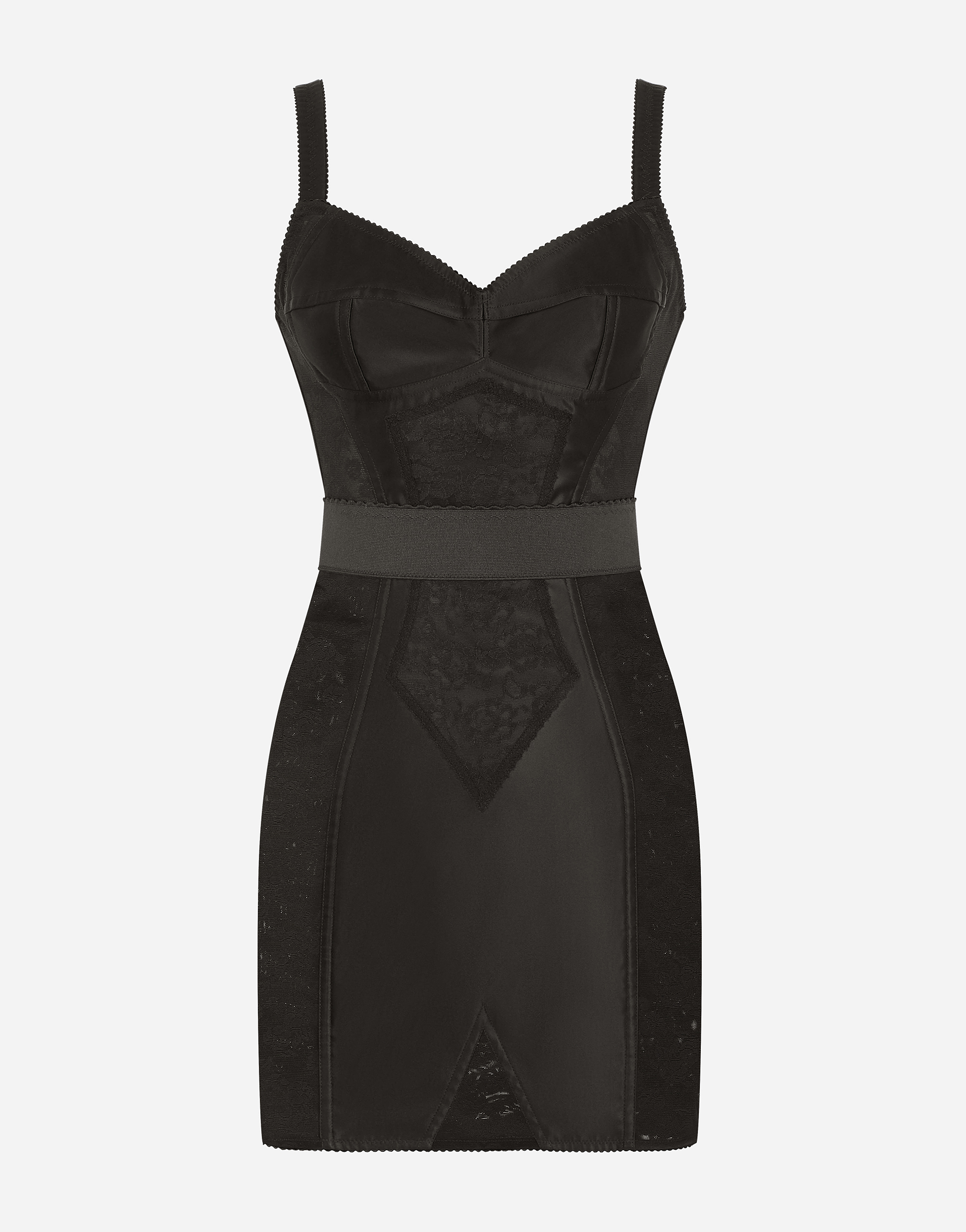 D&G by Dolce & Gabbana Black Mini Bodycon Girdle Dress with Black Lace –  PauméLosAngeles