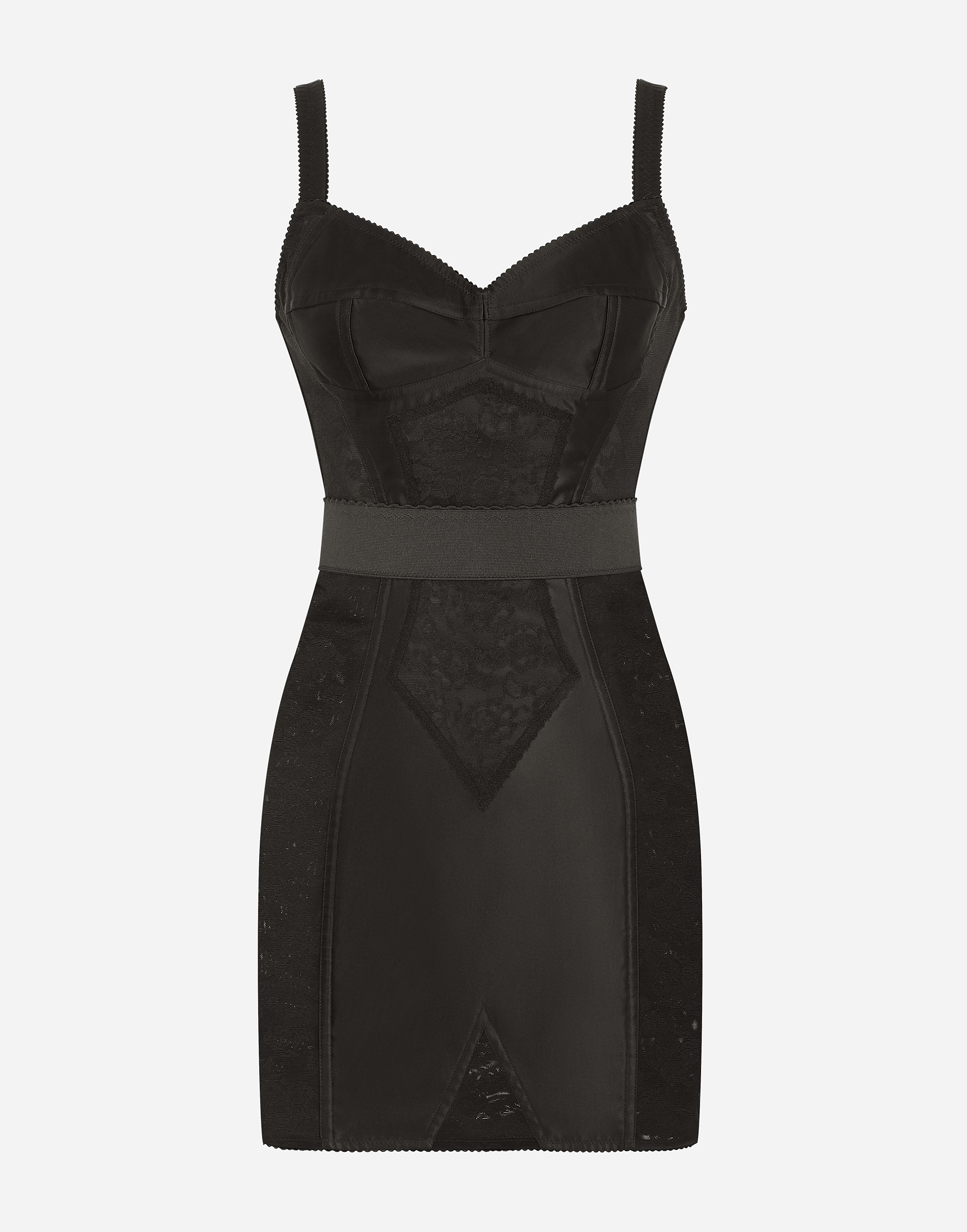 Dolce & Gabbana Corset-style Lace And Satin Minidress - Woman Dresses Black