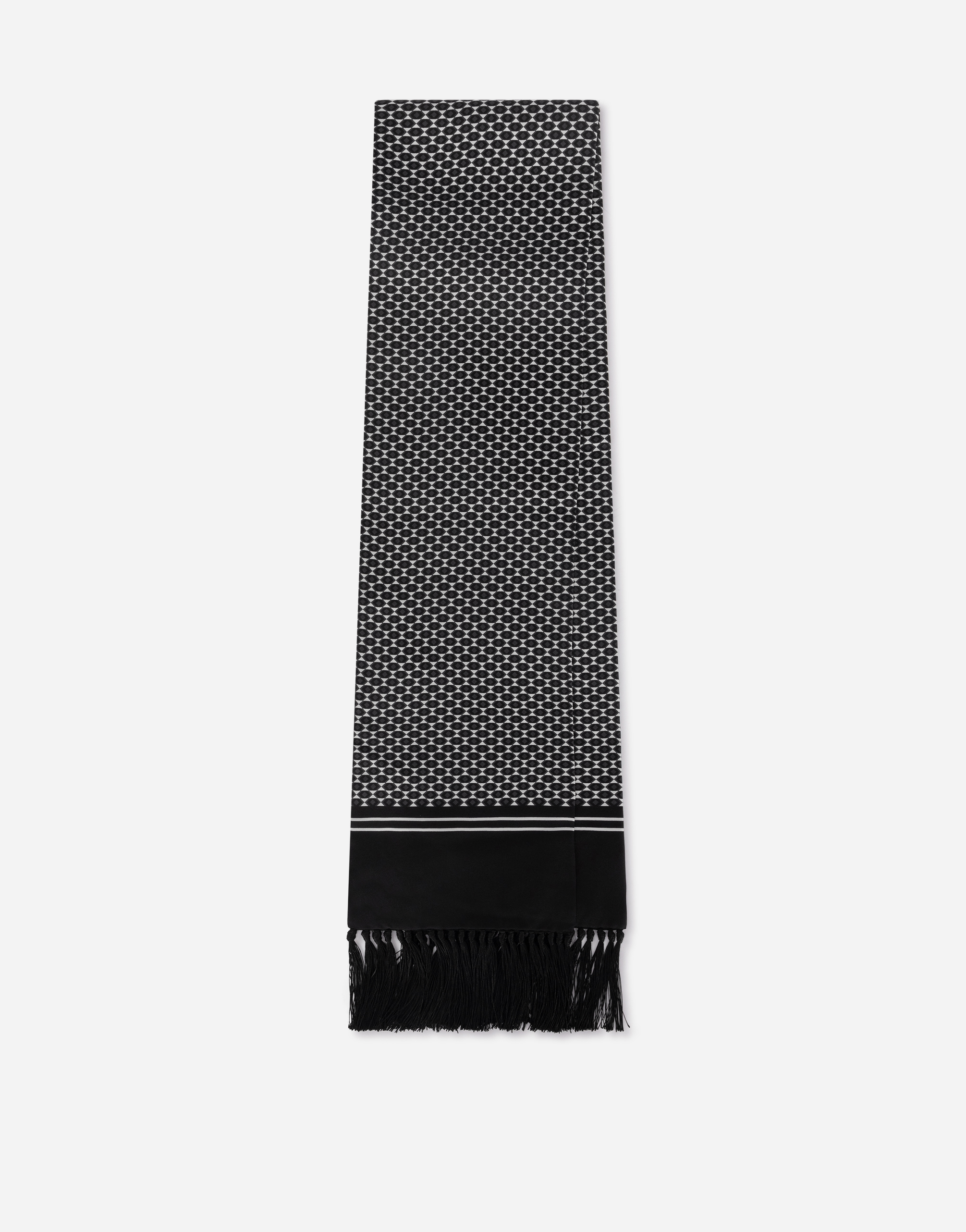Dolce & Gabbana Geometric-print Frayed-edge Scarf In Multicolor