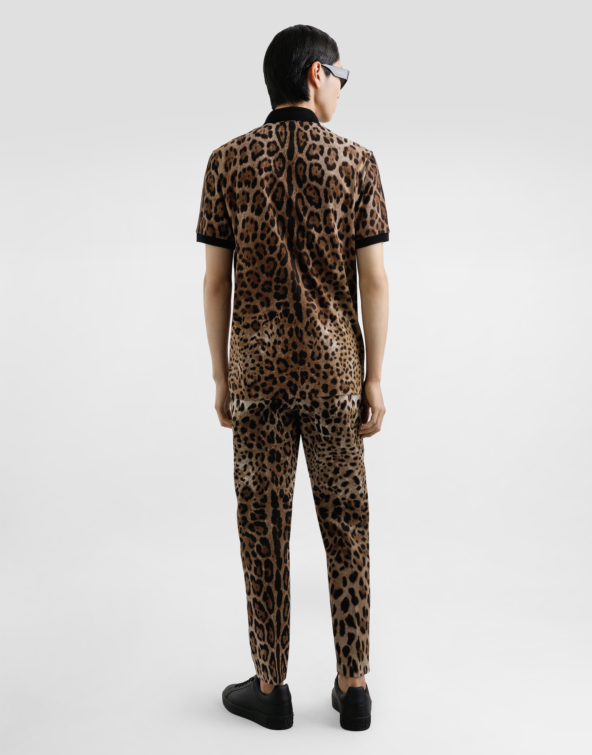 Dolce & Gabbana Cotton Polo-shirt With Leopard Print In Print