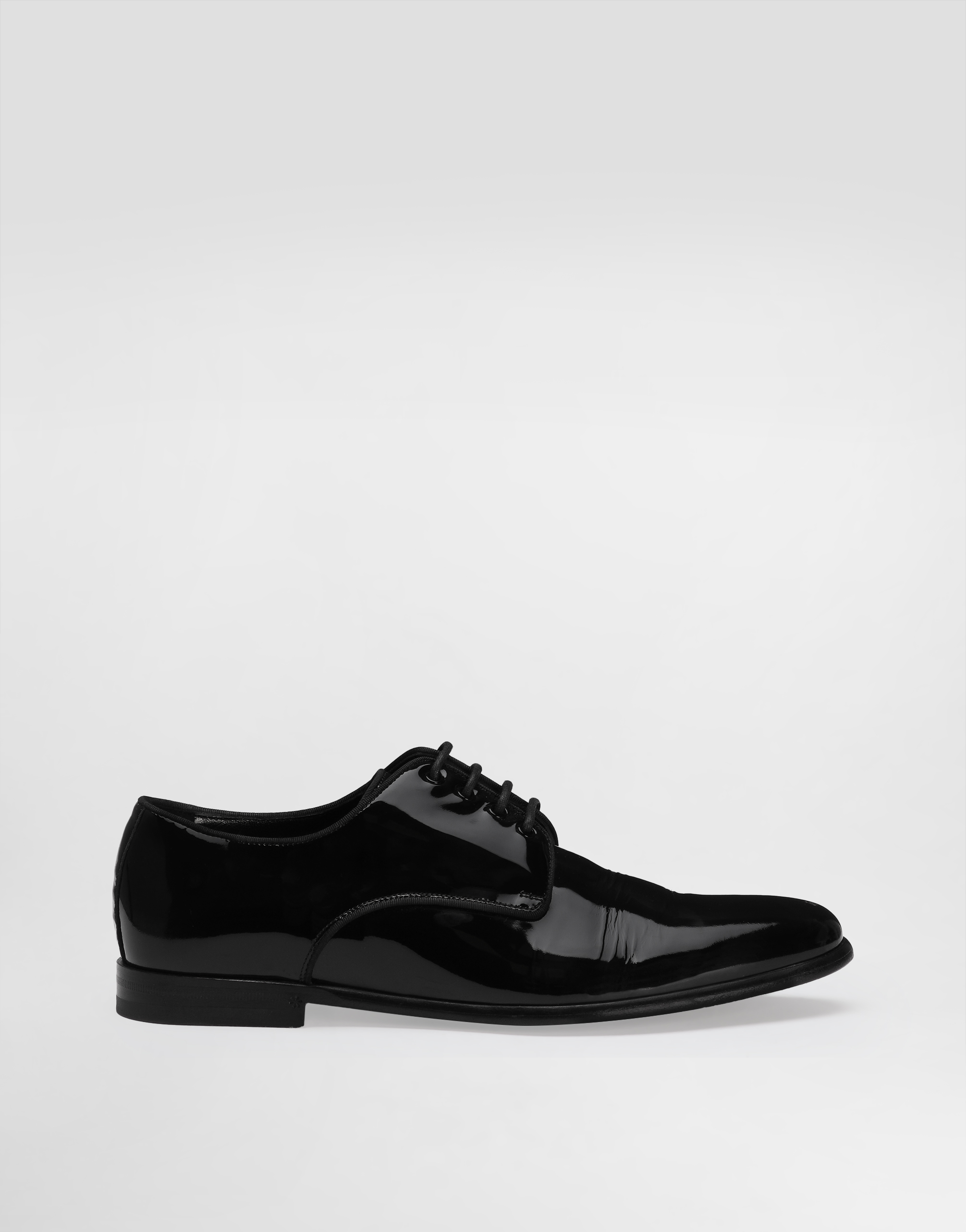 Dolce & Gabbana Black Leather Raffaello Lace-up Shoes In Black