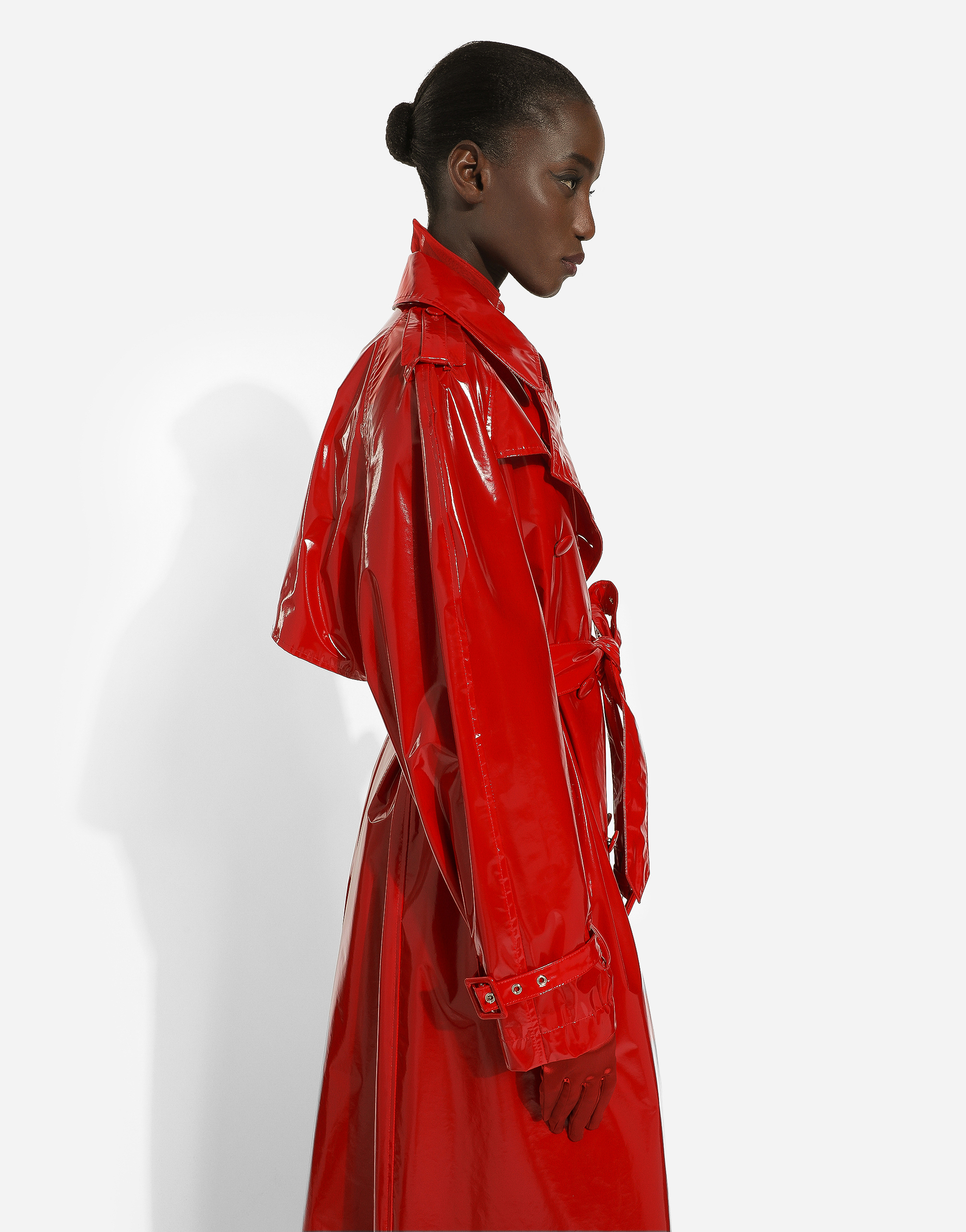 Shop Dolce & Gabbana Patent Leather Trench Coat In Red