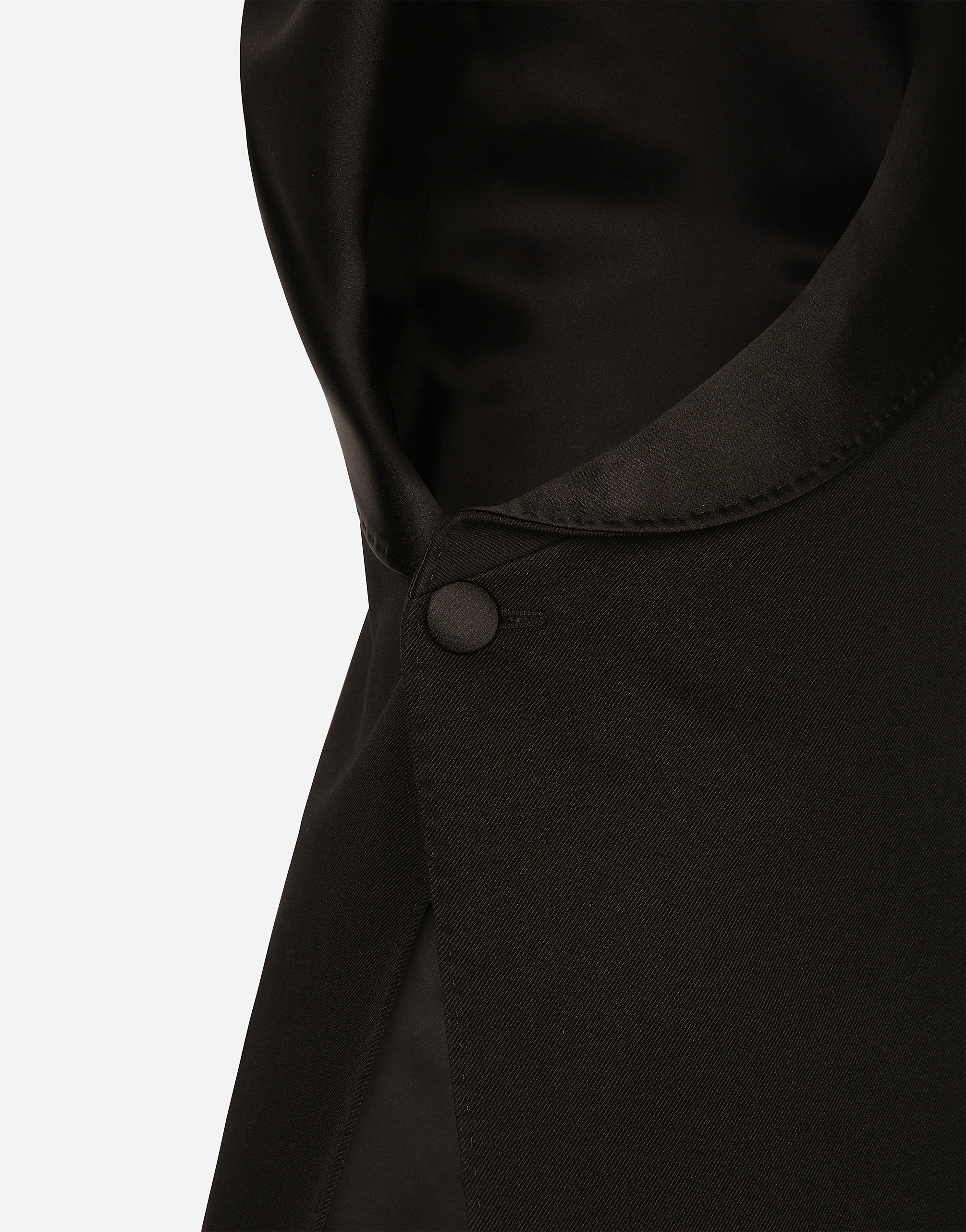 One-shoulder wool gabardine jacket