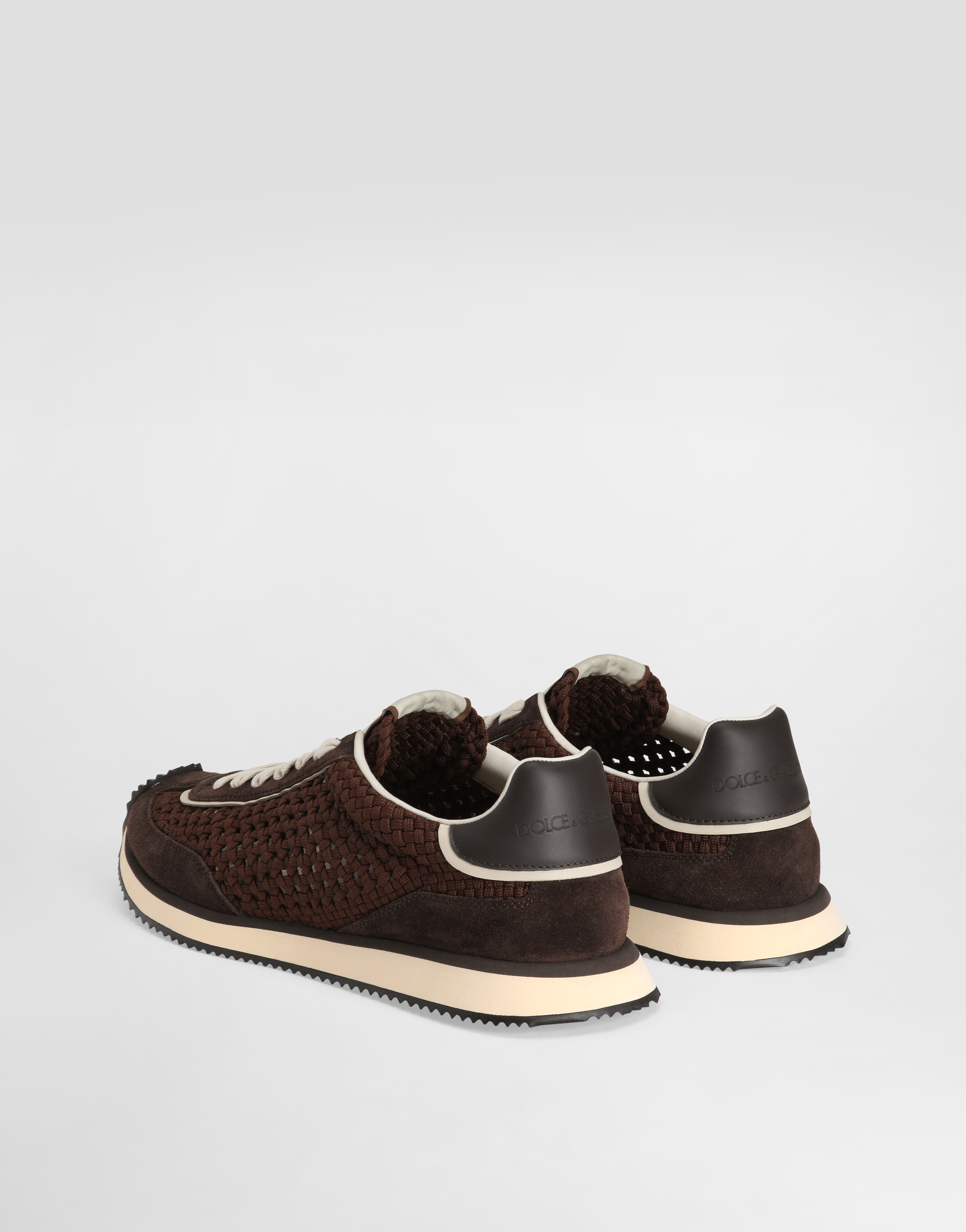 Dolce & Gabbana Mixed-material Dg Cushion Sneakers In Brown