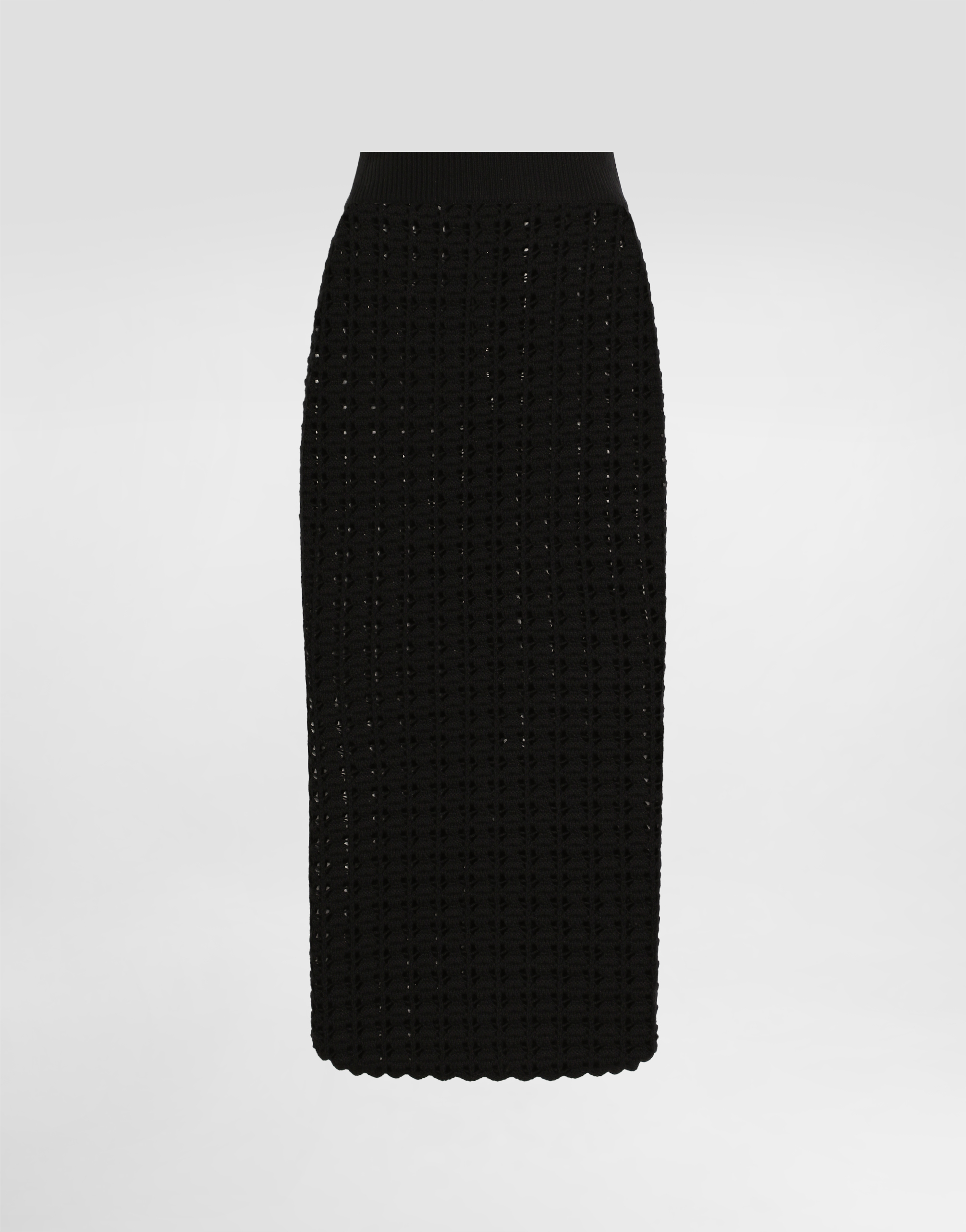 Dolce & Gabbana Cotton Jacquard Palazzo Pants With Floral Print In Black