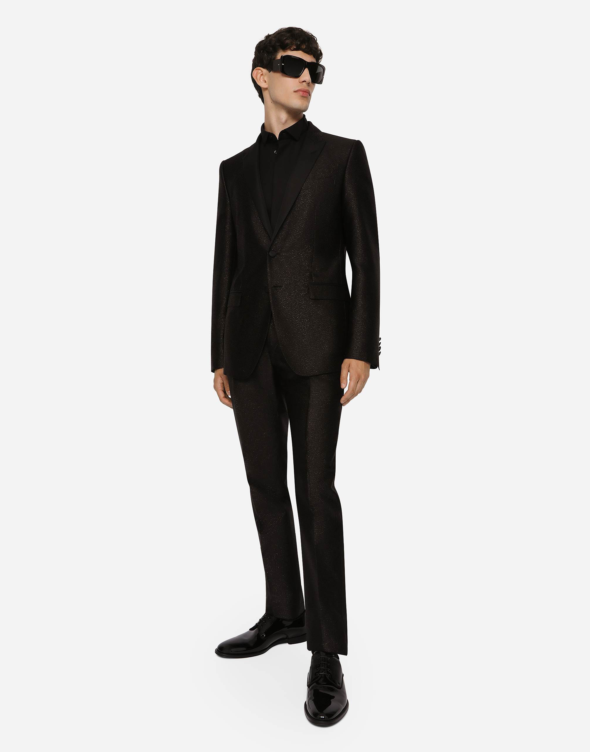 Dolce & Gabbana Cotton Poplin Gold-fit Tuxedo Shirt In Black