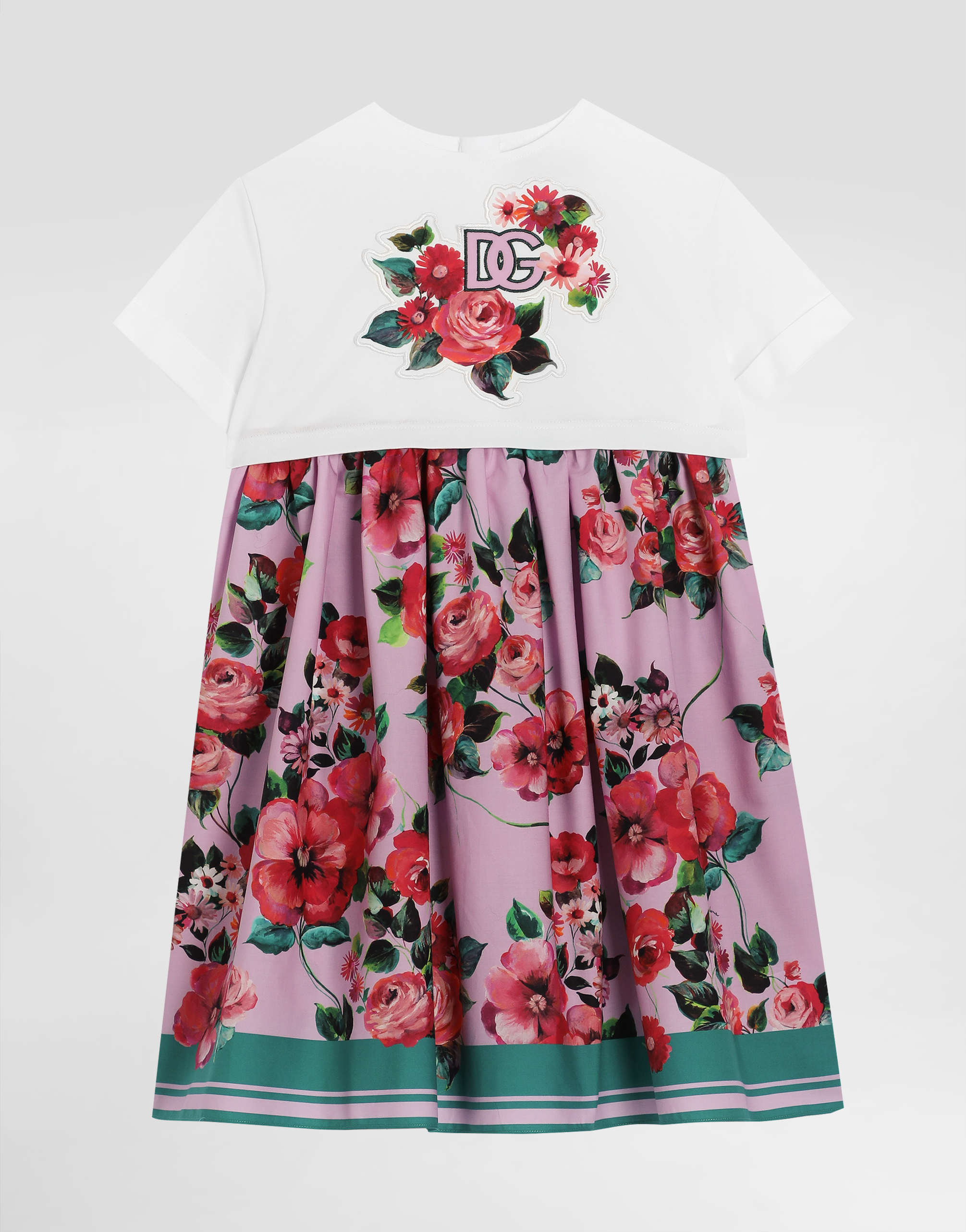 Dolce & Gabbana Printed Poplin And Jersey Dress - Woman Dresses Multi-colored 2 Years