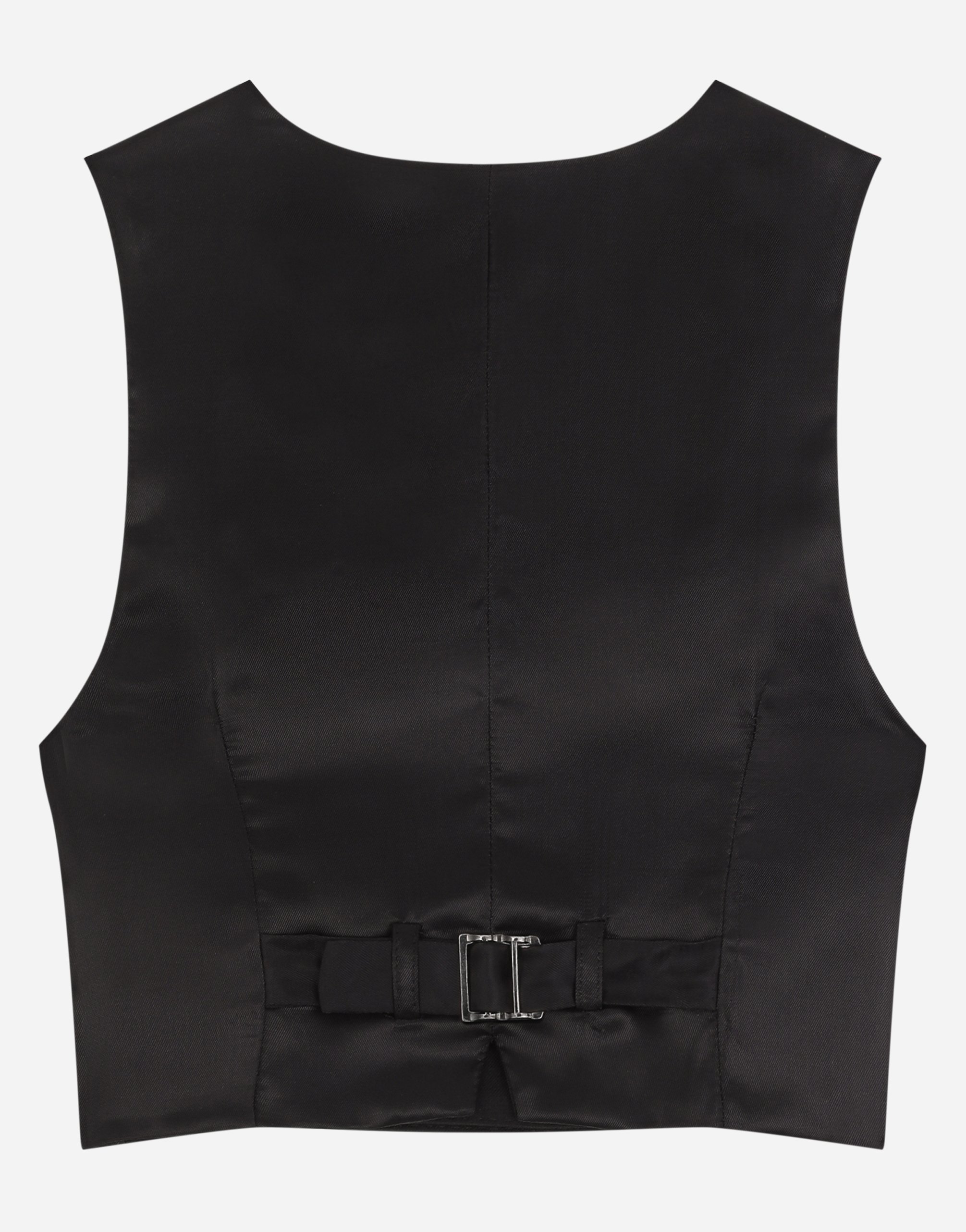 Shop Dolce & Gabbana Double-breasted Stretch Woolen Vest In Black
