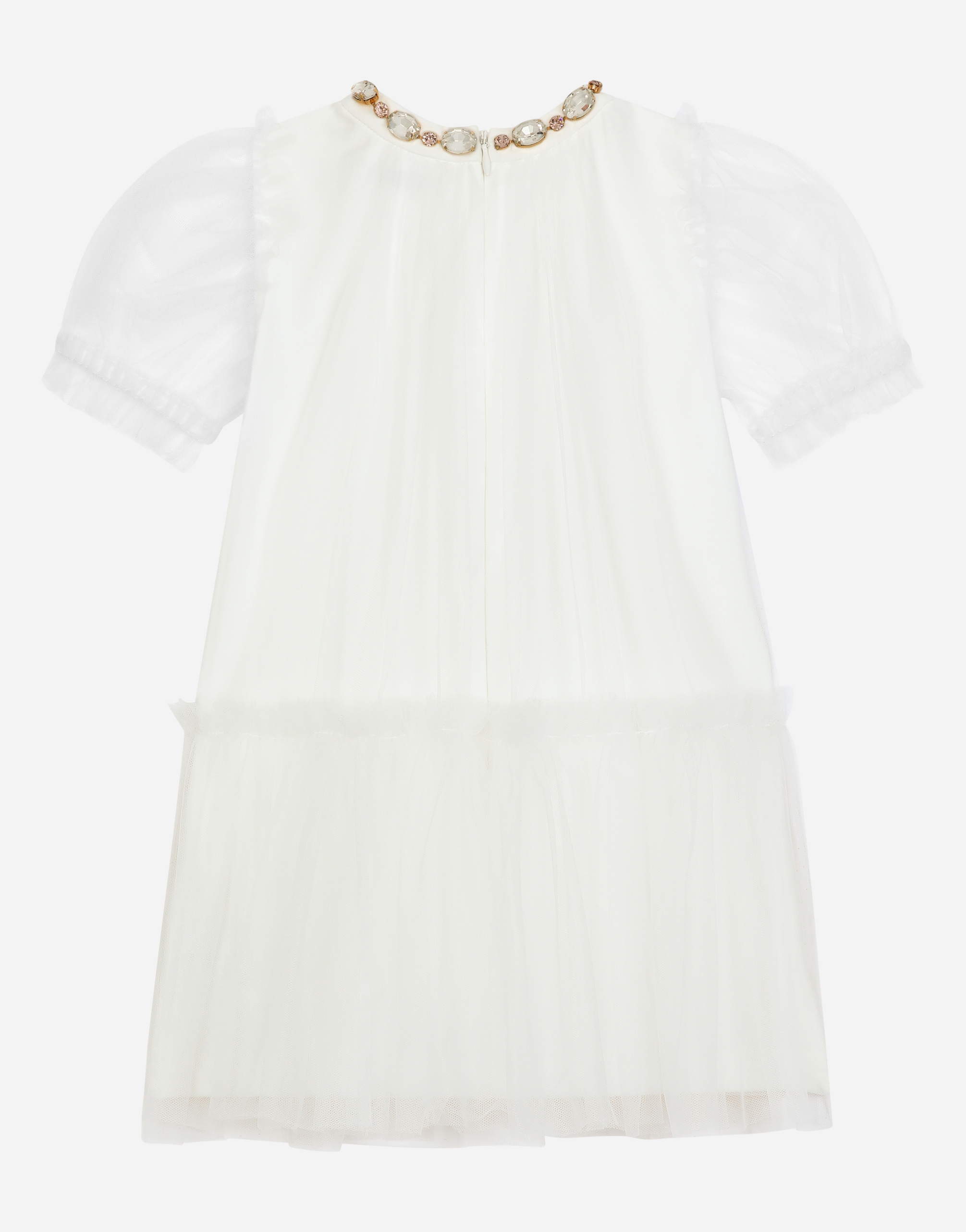 DOLCE & GABBANA TULLE MIDI DRESS WITH BEJEWELED DETAIL
