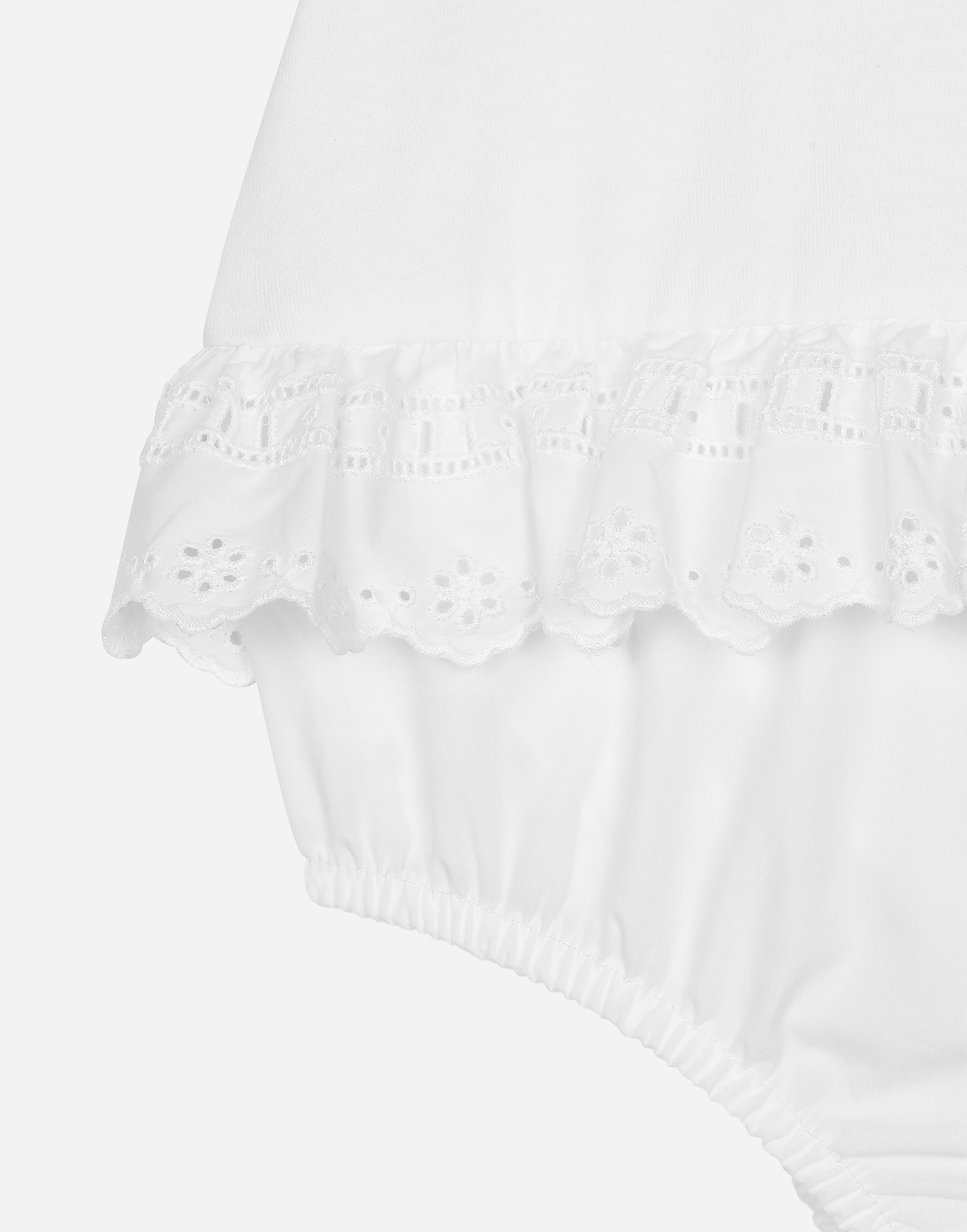 Embroidered poplin and jersey romper suit