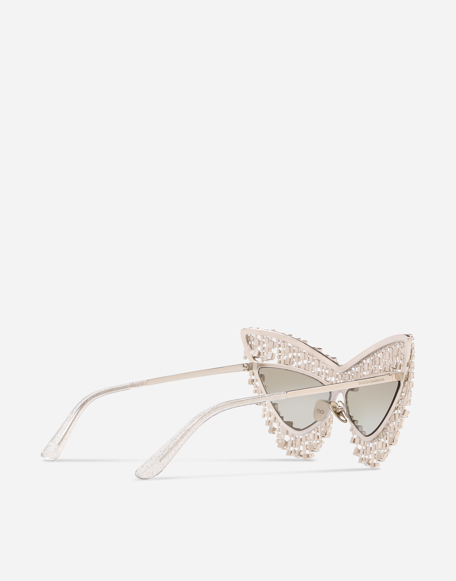 Shop Dolce & Gabbana Crystals' Rain Sunglasses In Silver