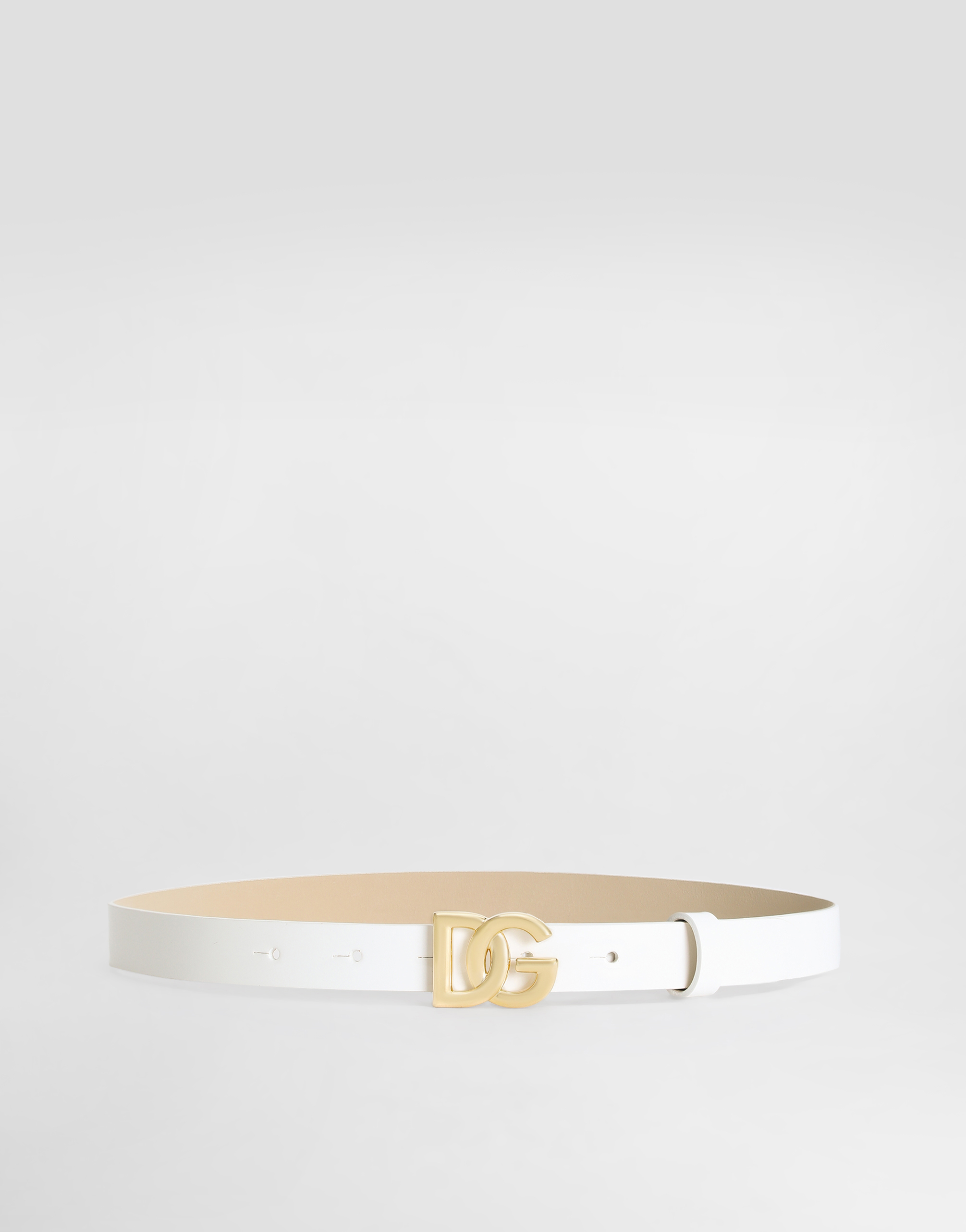 Dolce & Gabbana Belt In Calfskin With Crossed Dg Logo In White