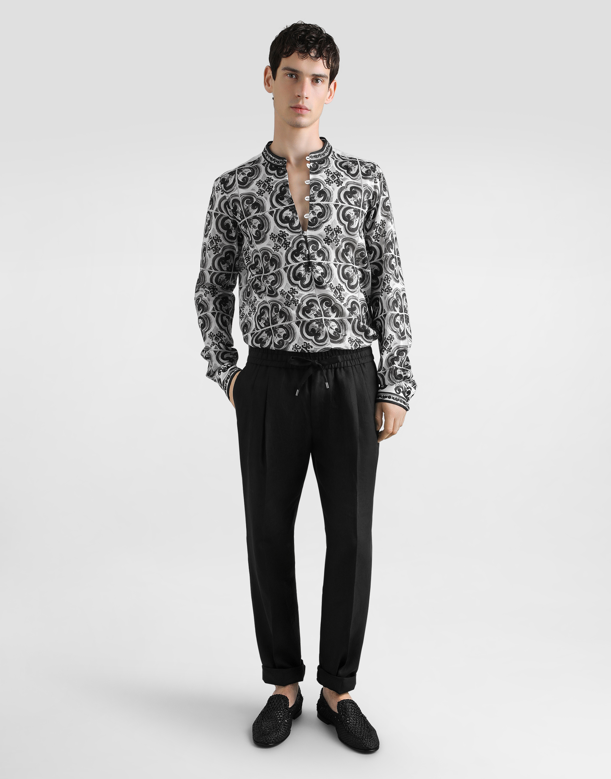 Dolce & Gabbana Drawstring Elastic Waist Casual Pants In Black