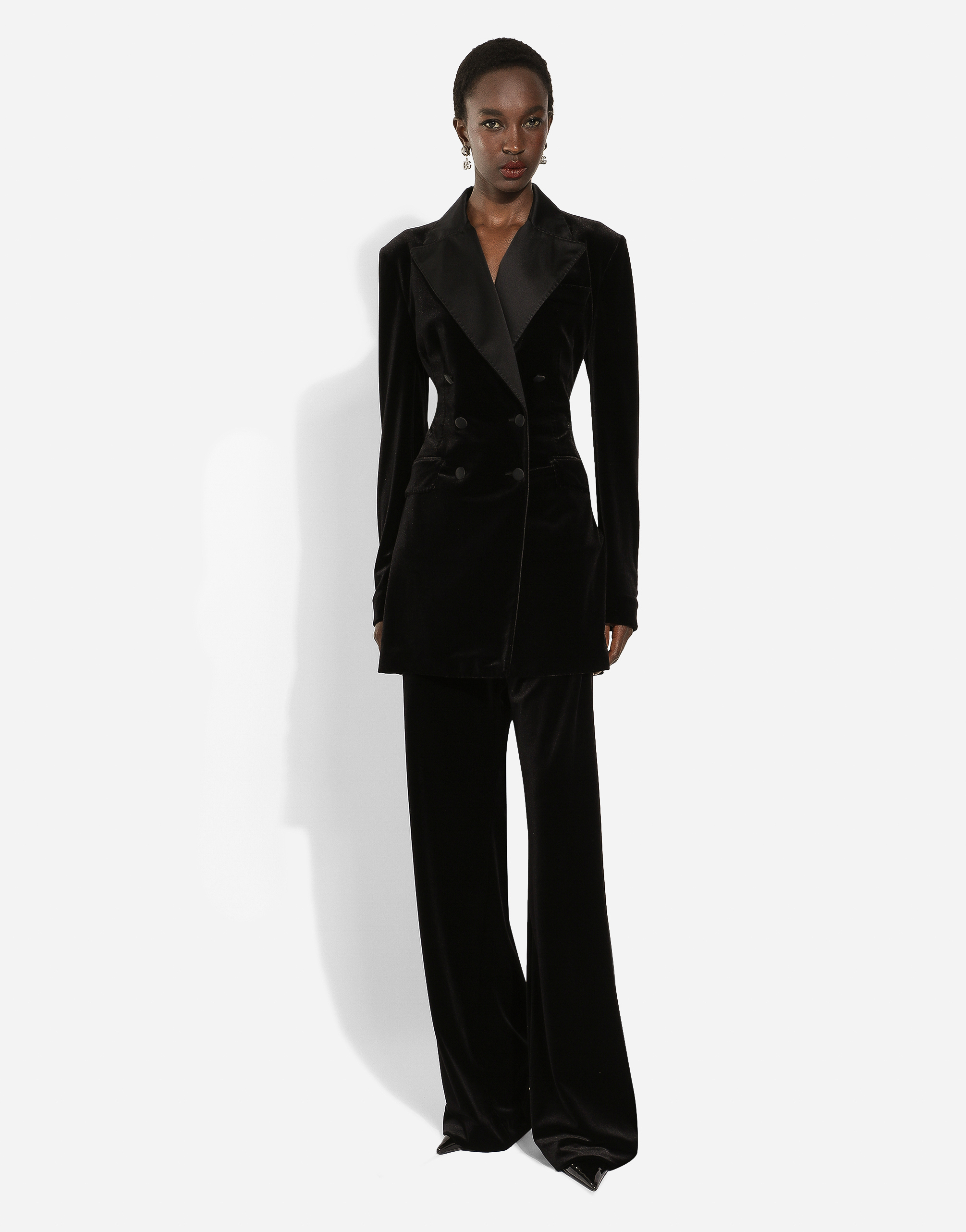 Dolce & Gabbana Velour Flared Trousers In Black