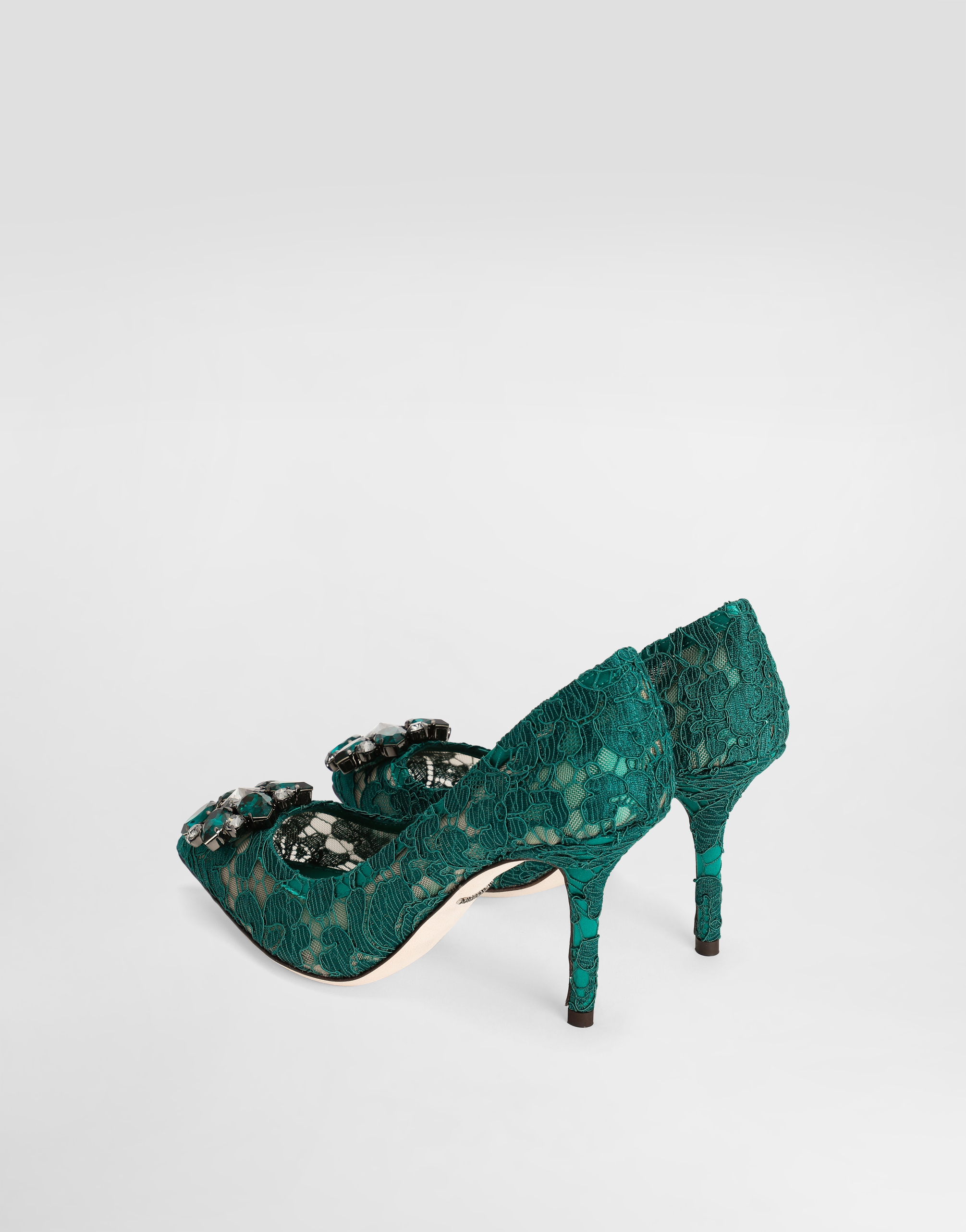  Dolce & Gabbana Lace Rainbow Pumps With Brooch Detailing - Femme Escarpins Et Slingbacks Vert Dentelle 39 