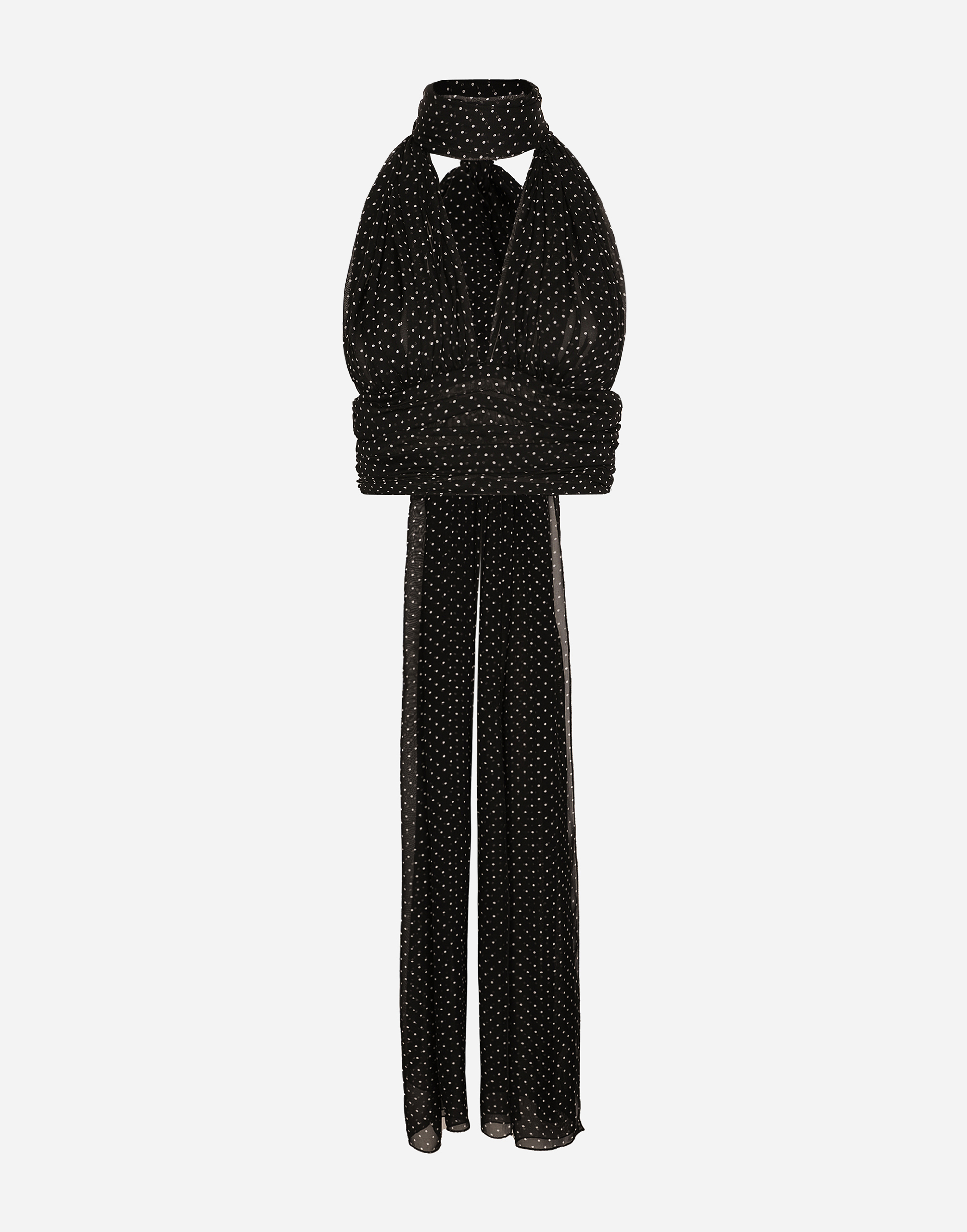 Dolce & Gabbana Chiffon Top With Scarf Accessory In ブラック