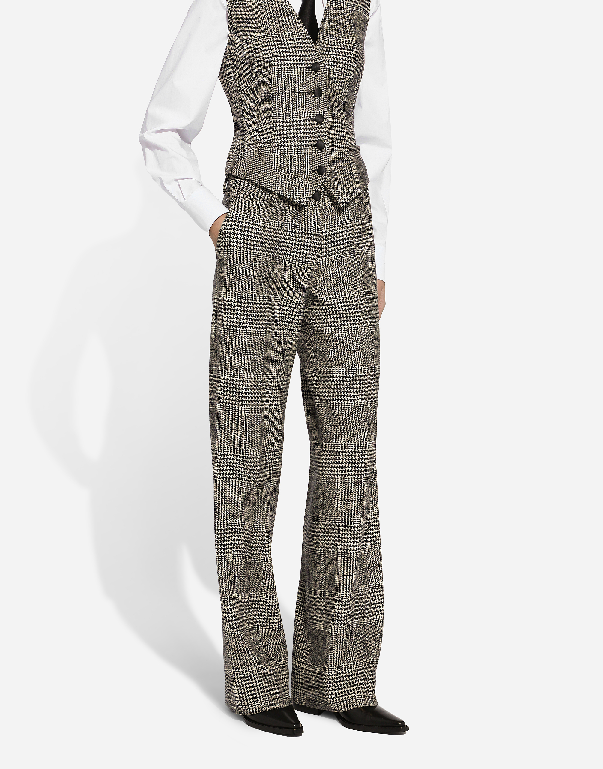 Dolce & Gabbana Tartan Check Trousers For Women In Multicolor