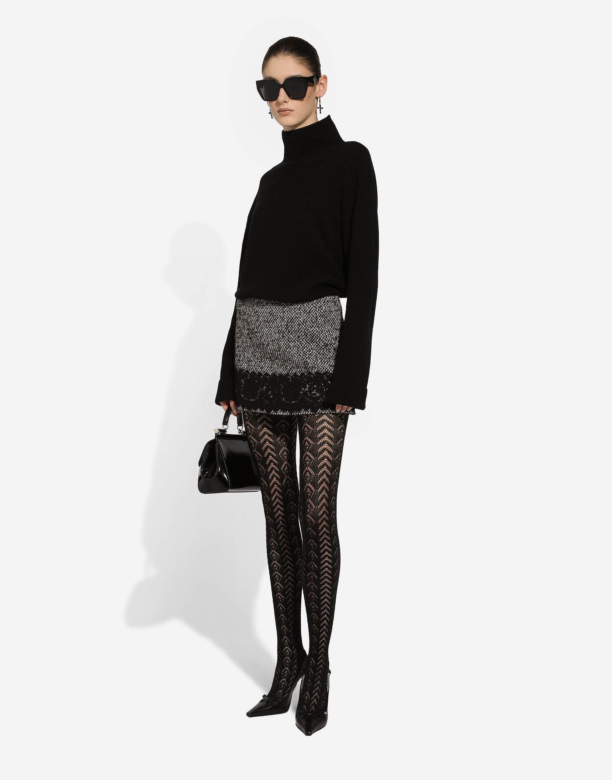 Dolce & Gabbana Short Skirt With Lace Insert In マルチカラー