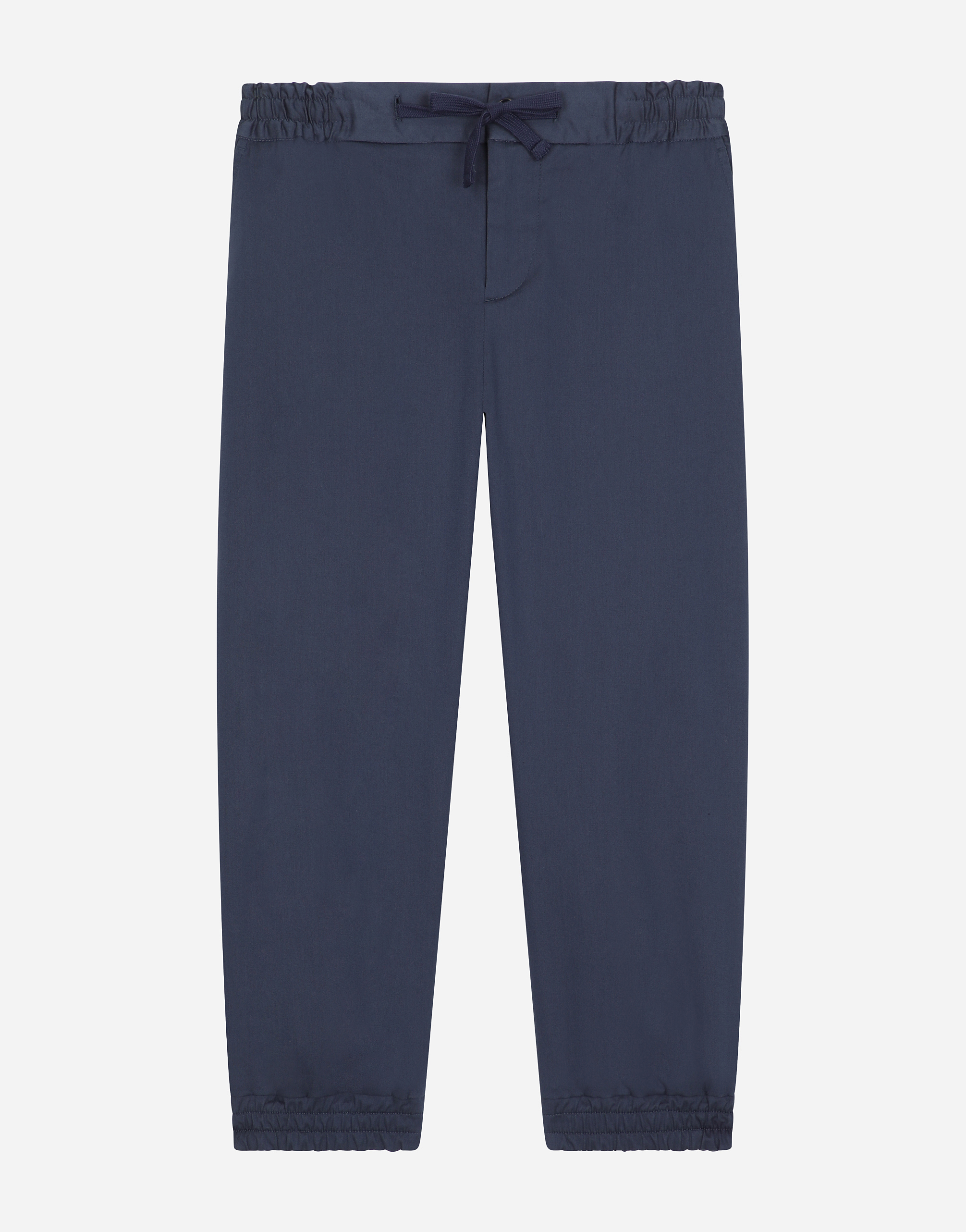 Dolce & Gabbana Stretch Gabardine Pants With Logo Tag In Blu Scurissimo 3