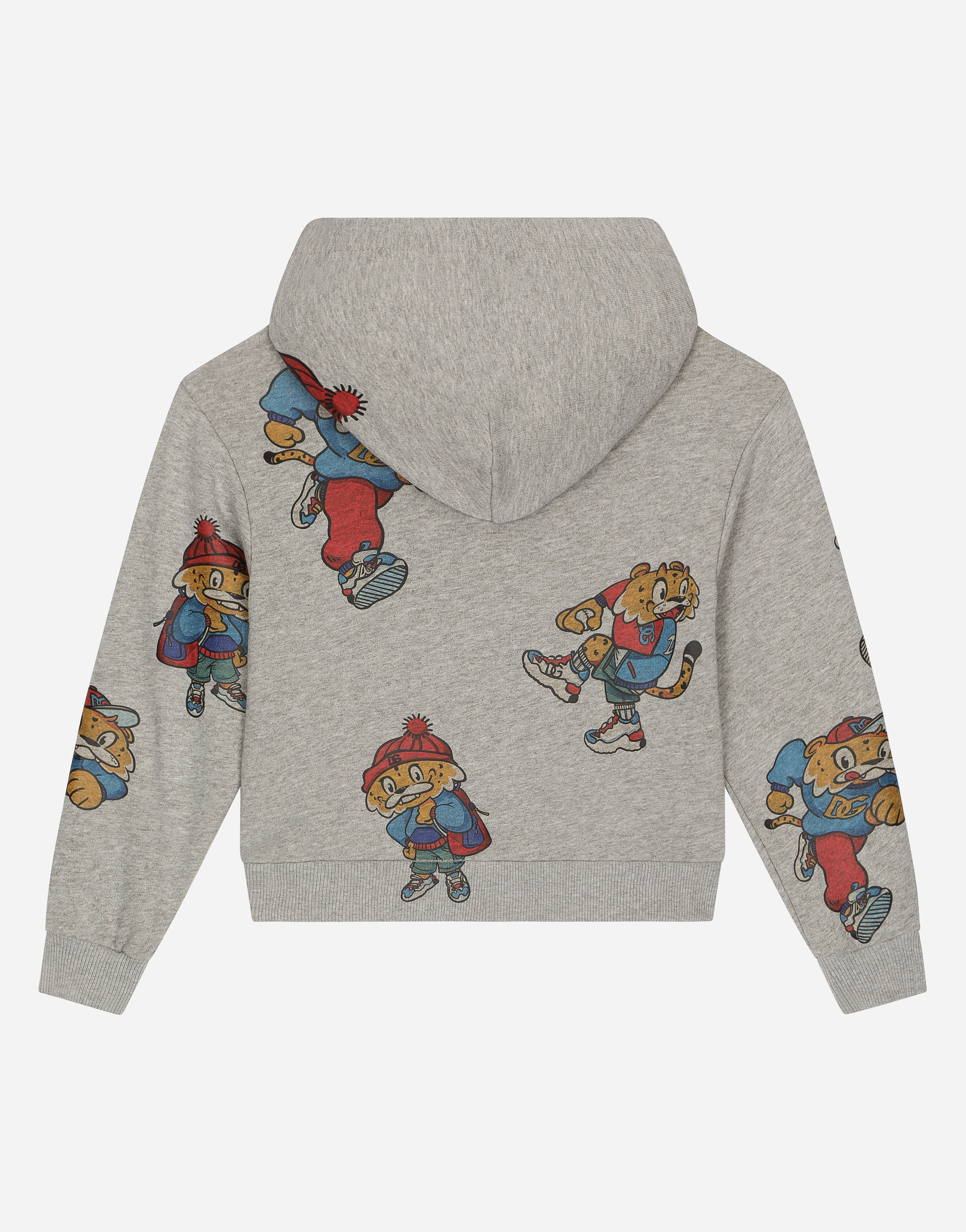 Shop Dolce & Gabbana Hoodie With Mascot Print And Logo Tag In Grey
