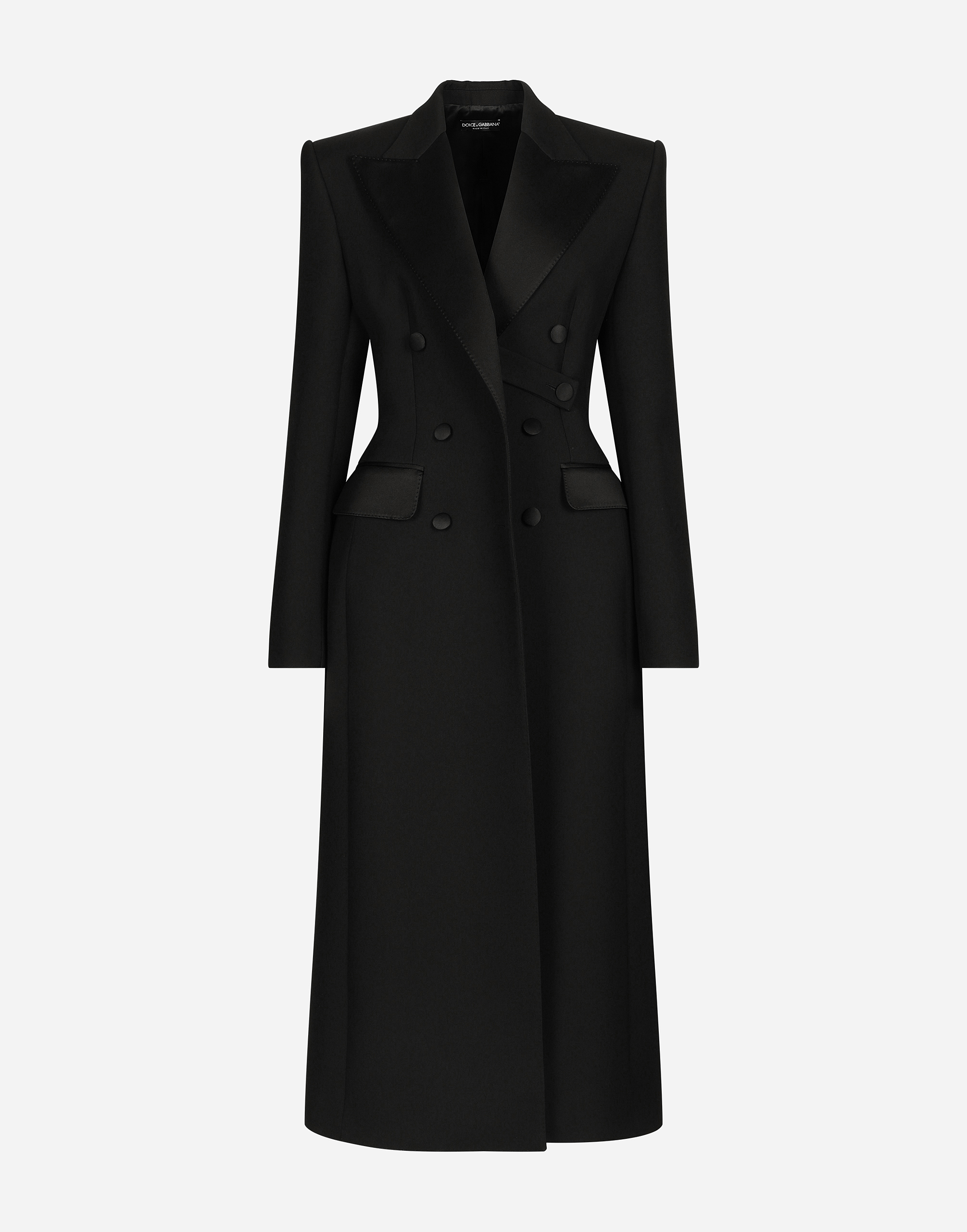 Dolce & Gabbana Double-breasted Wool Gabardine Tuxedo Coat With Padded Hips - Woman Coats And Jackets Black