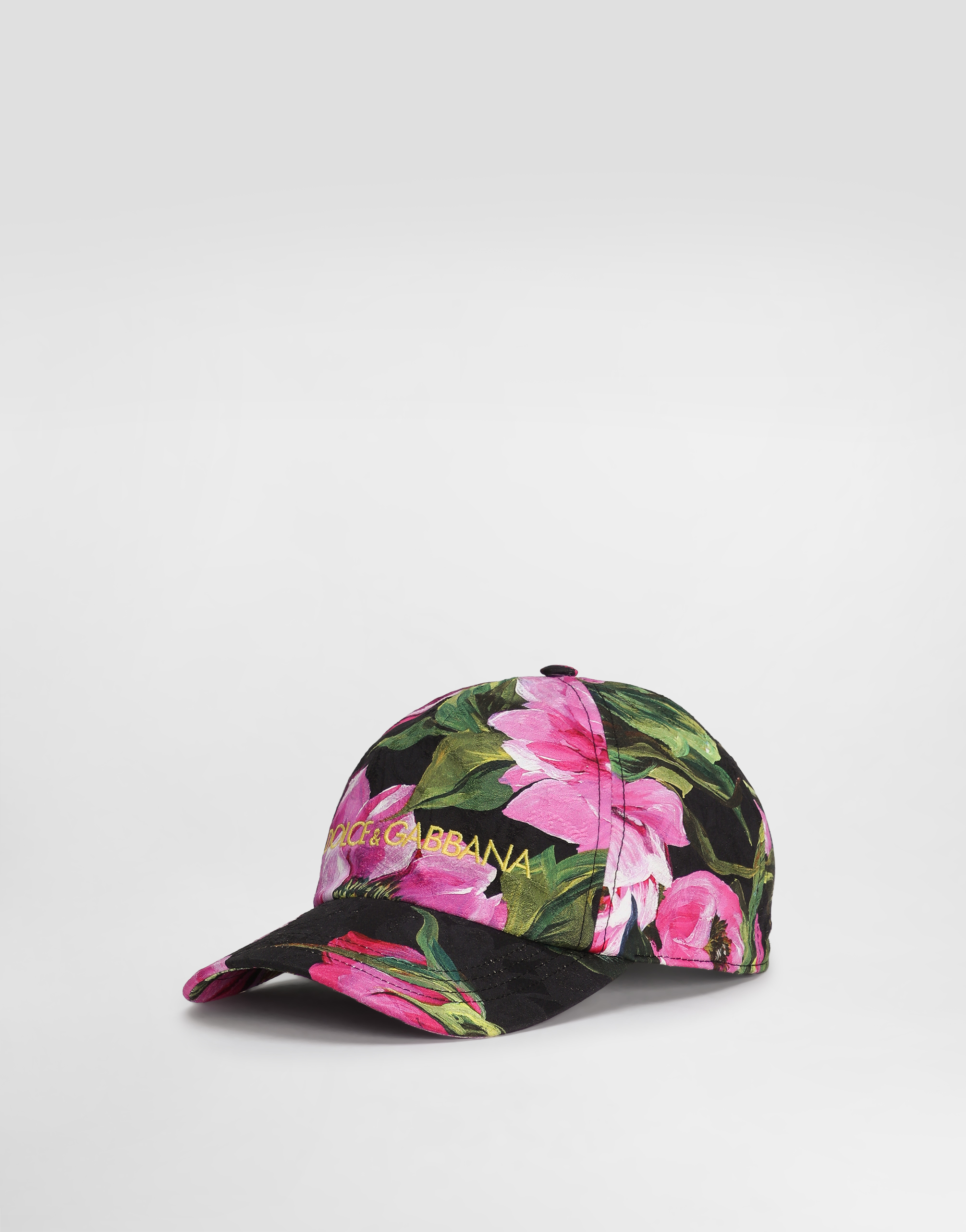 Dolce & Gabbana Cotton Jacquard Baseball Cap With A Peony Print And Logo Embroidery - Woman Hats And Gloves Print