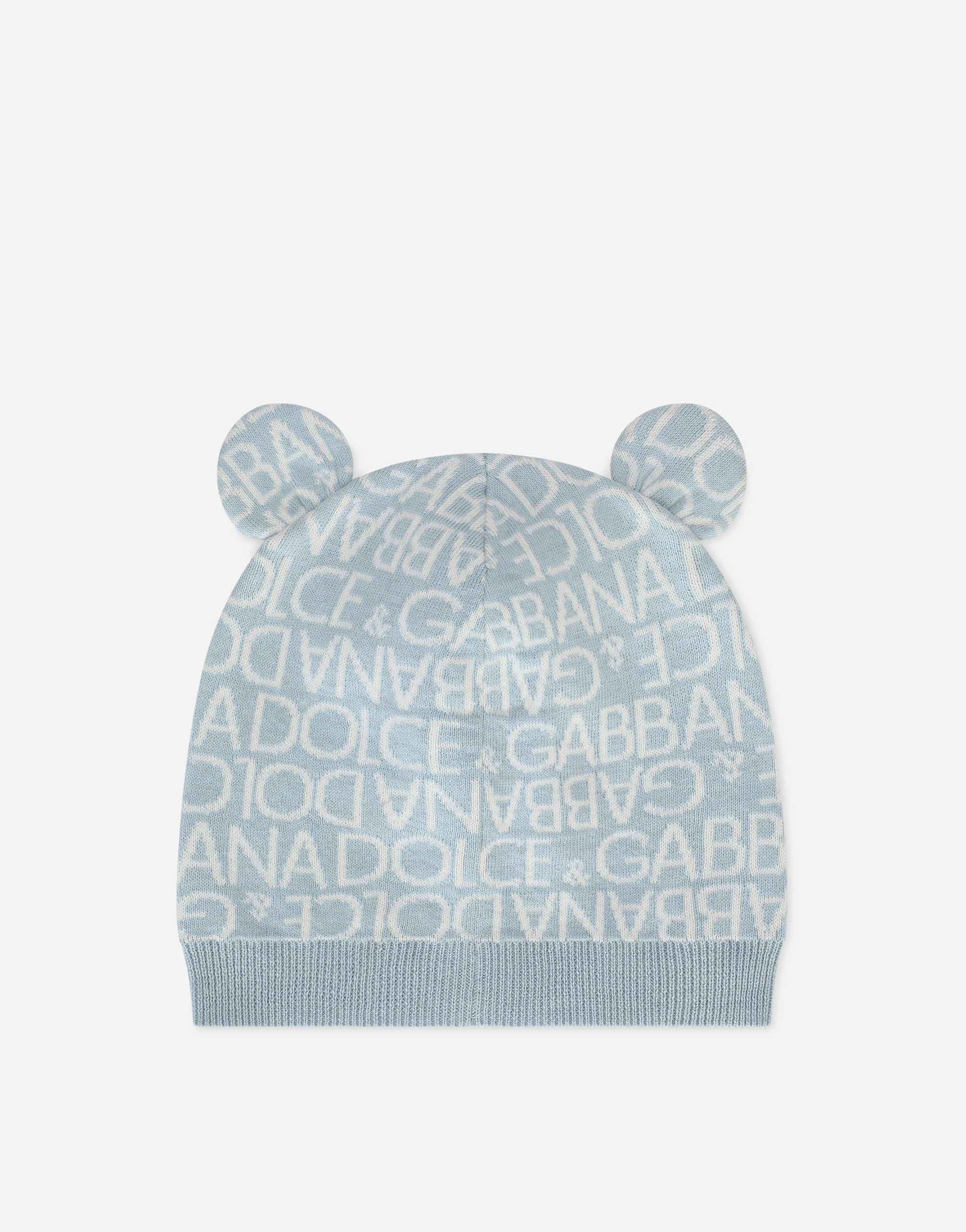 DOLCE & GABBANA KNIT HAT WITH JACQUARD LOGO AND EARS