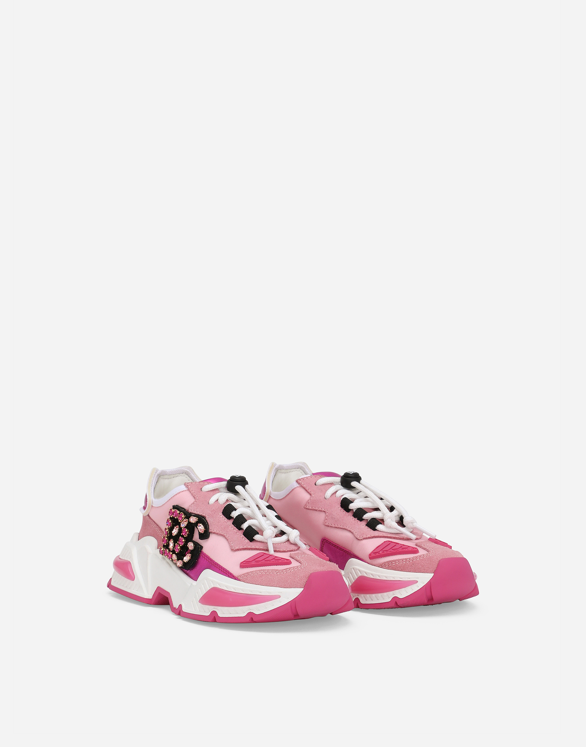 Dolce & Gabbana Nylon Airmaster Sneakers With Dg Logo In Pink