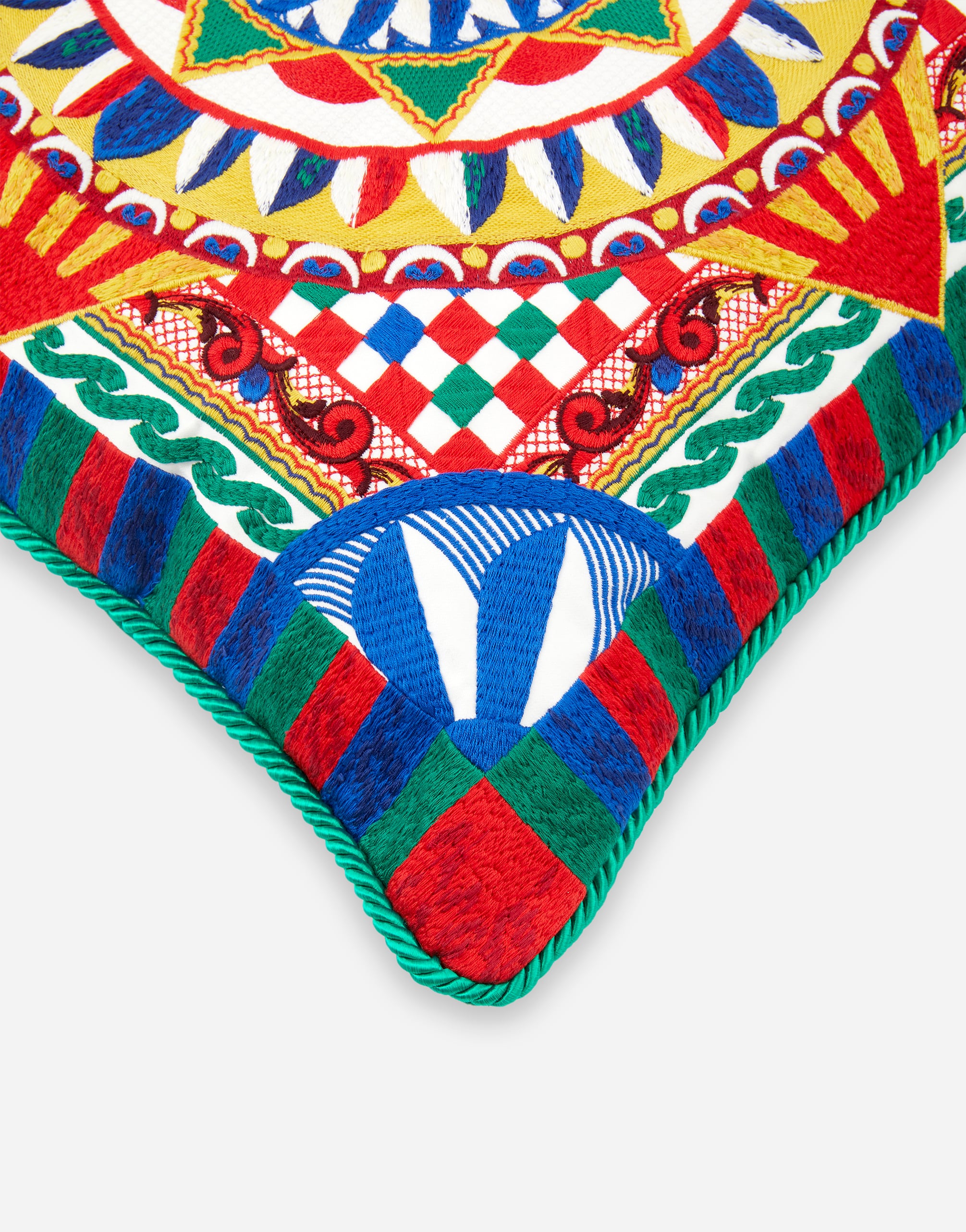 Dolce & Gabbana Embroidered Carretto-print Cushion In Multicolor