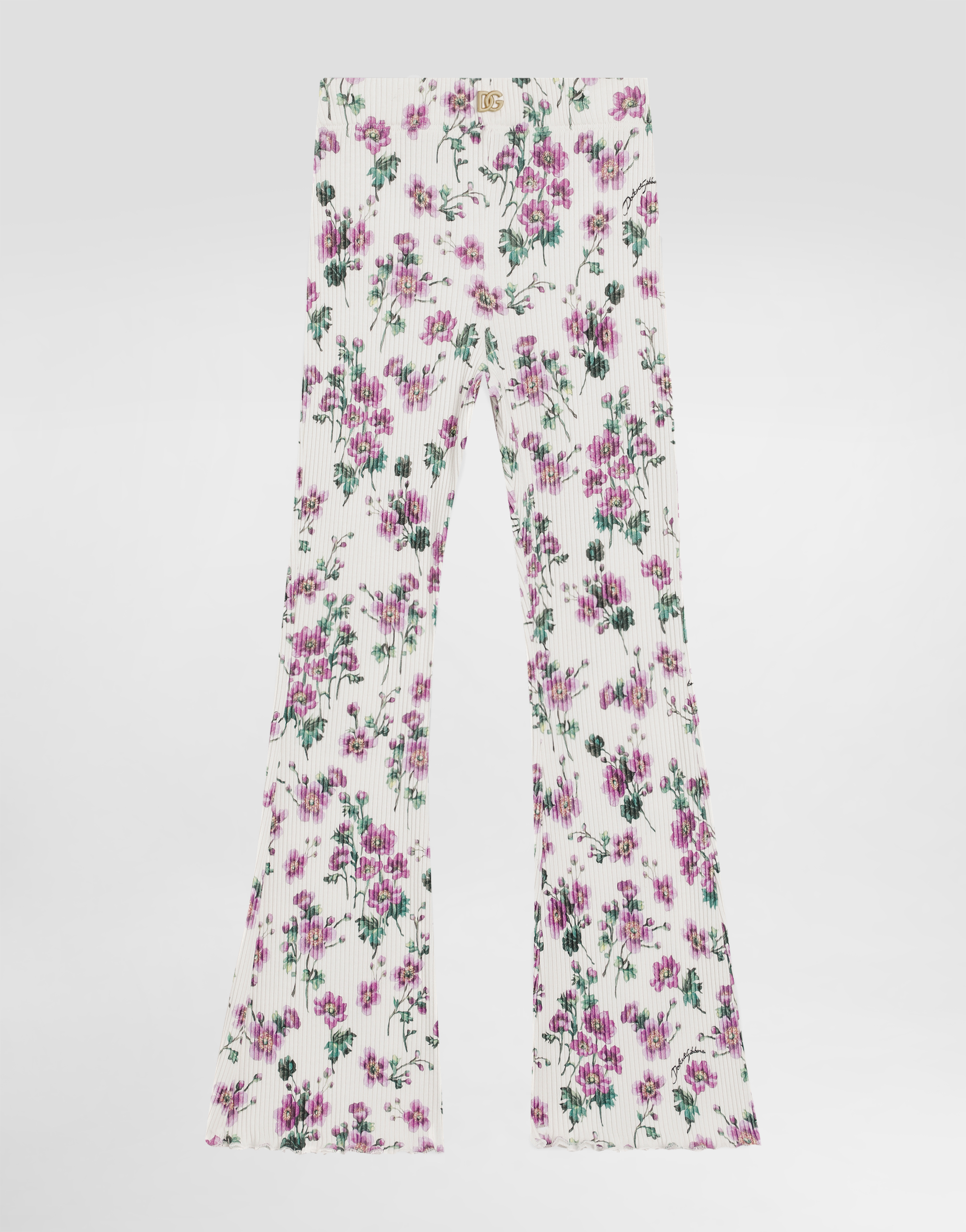 Violets-print ribbedJerseytrousers