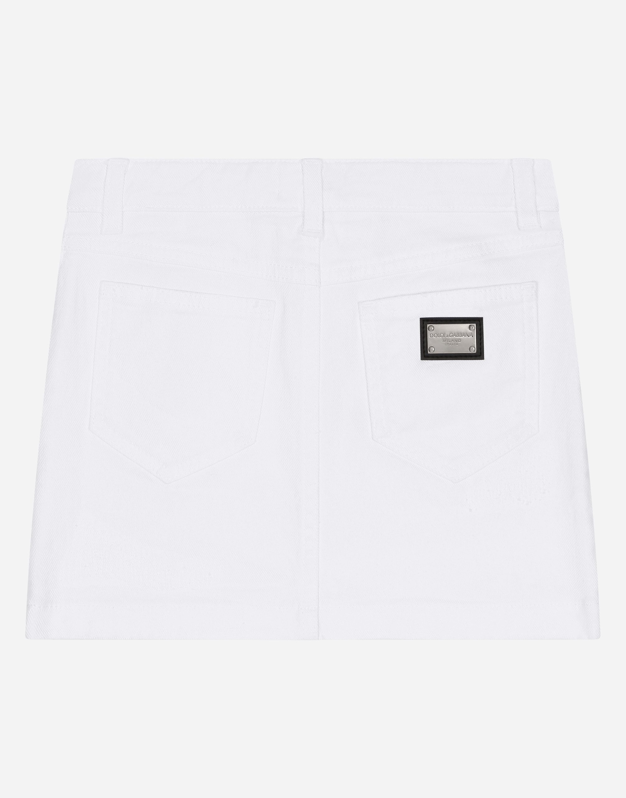 Shop Dolce & Gabbana 5-pocket Short Skirt In Ripped Denim In Multicolor