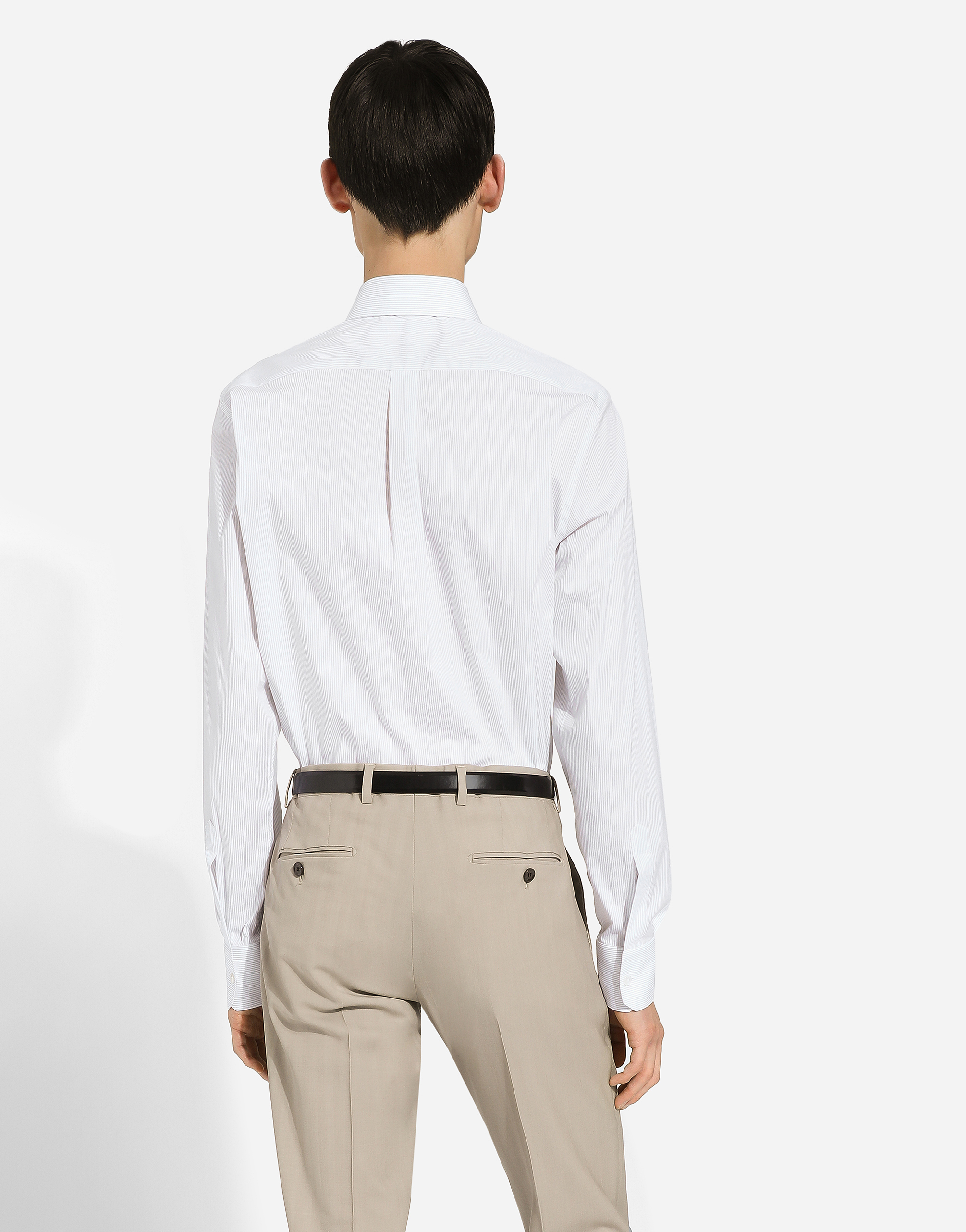 Dolce & Gabbana White Cotton Formal Dress Top Sicilia Shirt In Purple