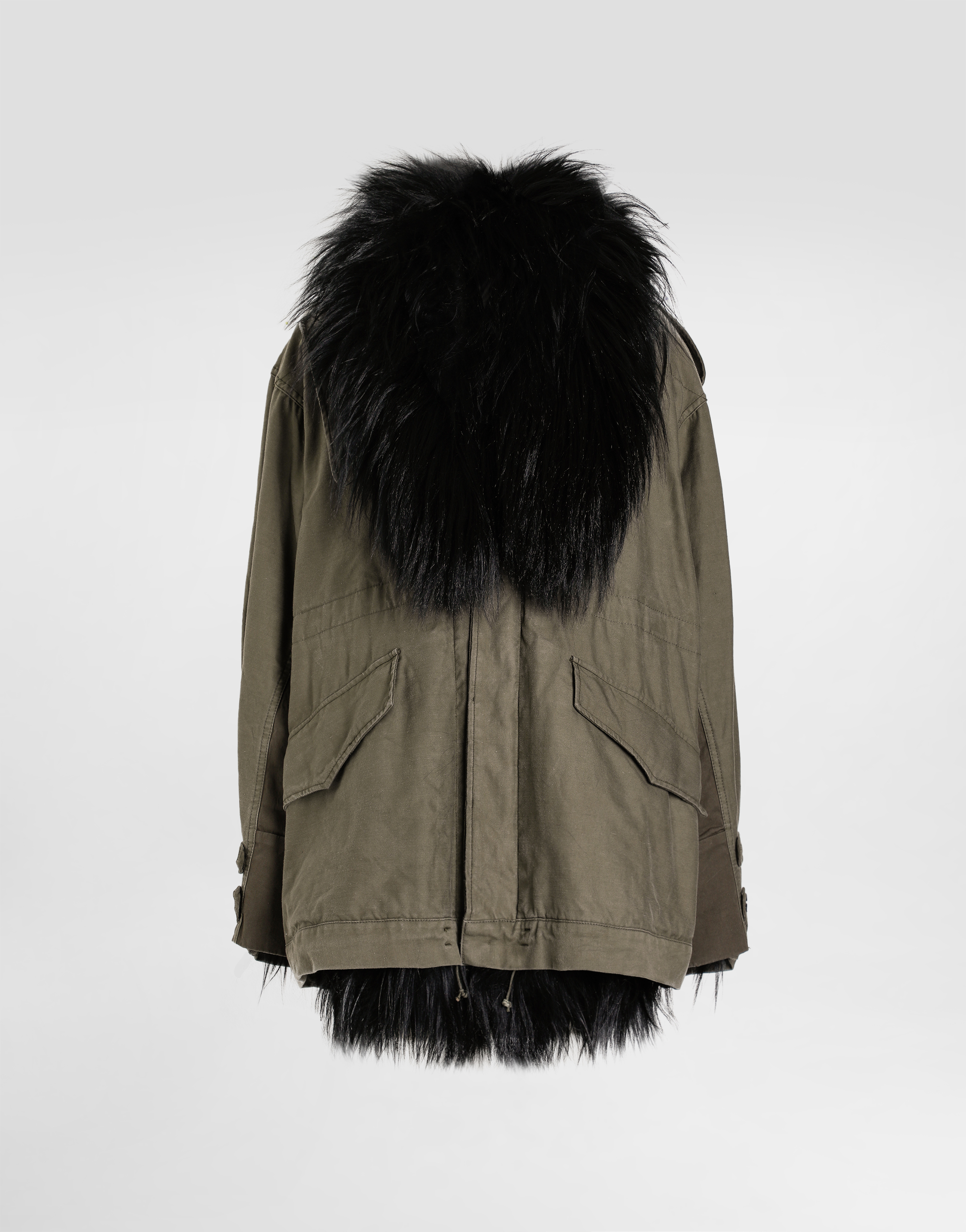 Dolce & Gabbana Oversized Canvas Parka In Grey