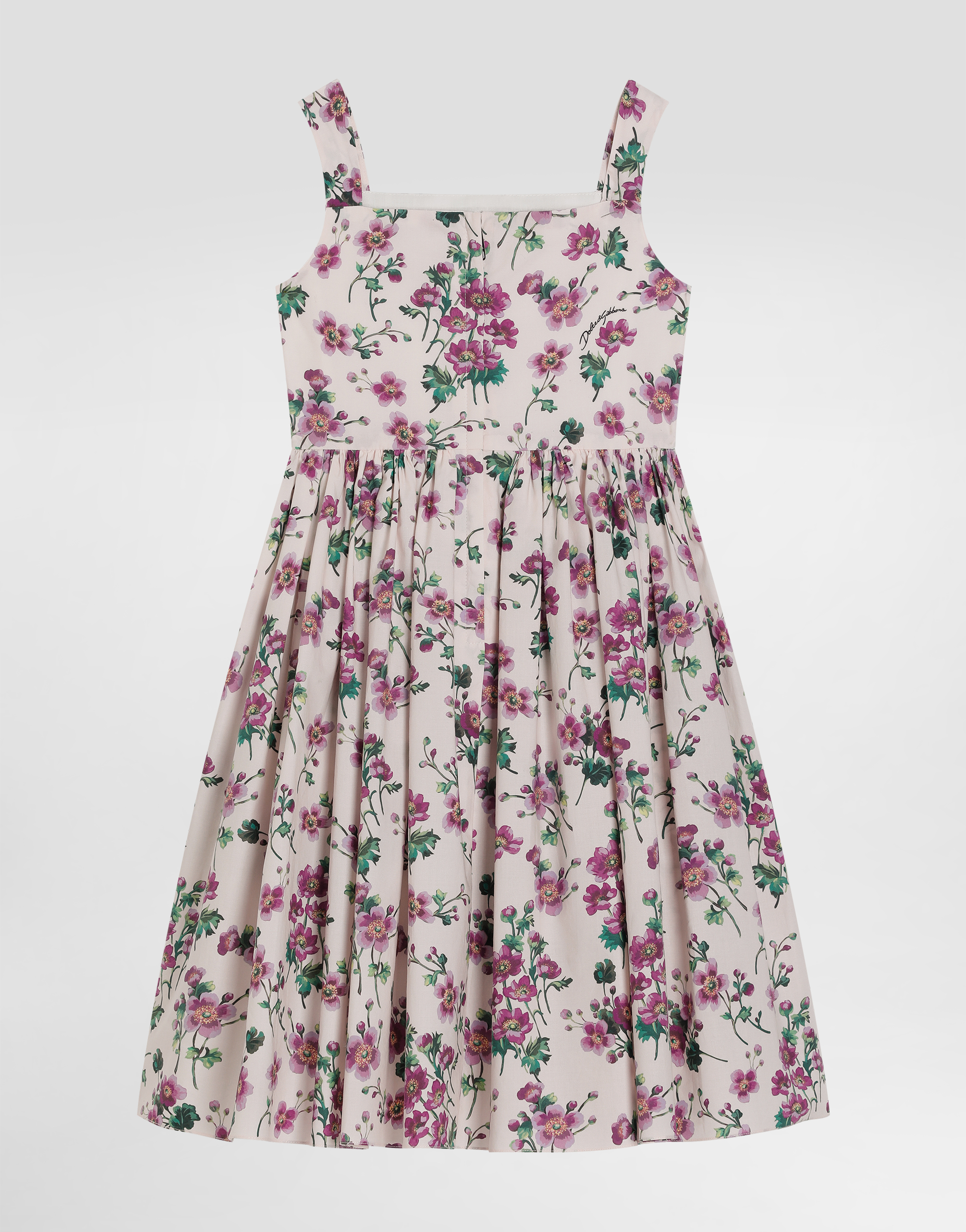 Violets-print poplin dress