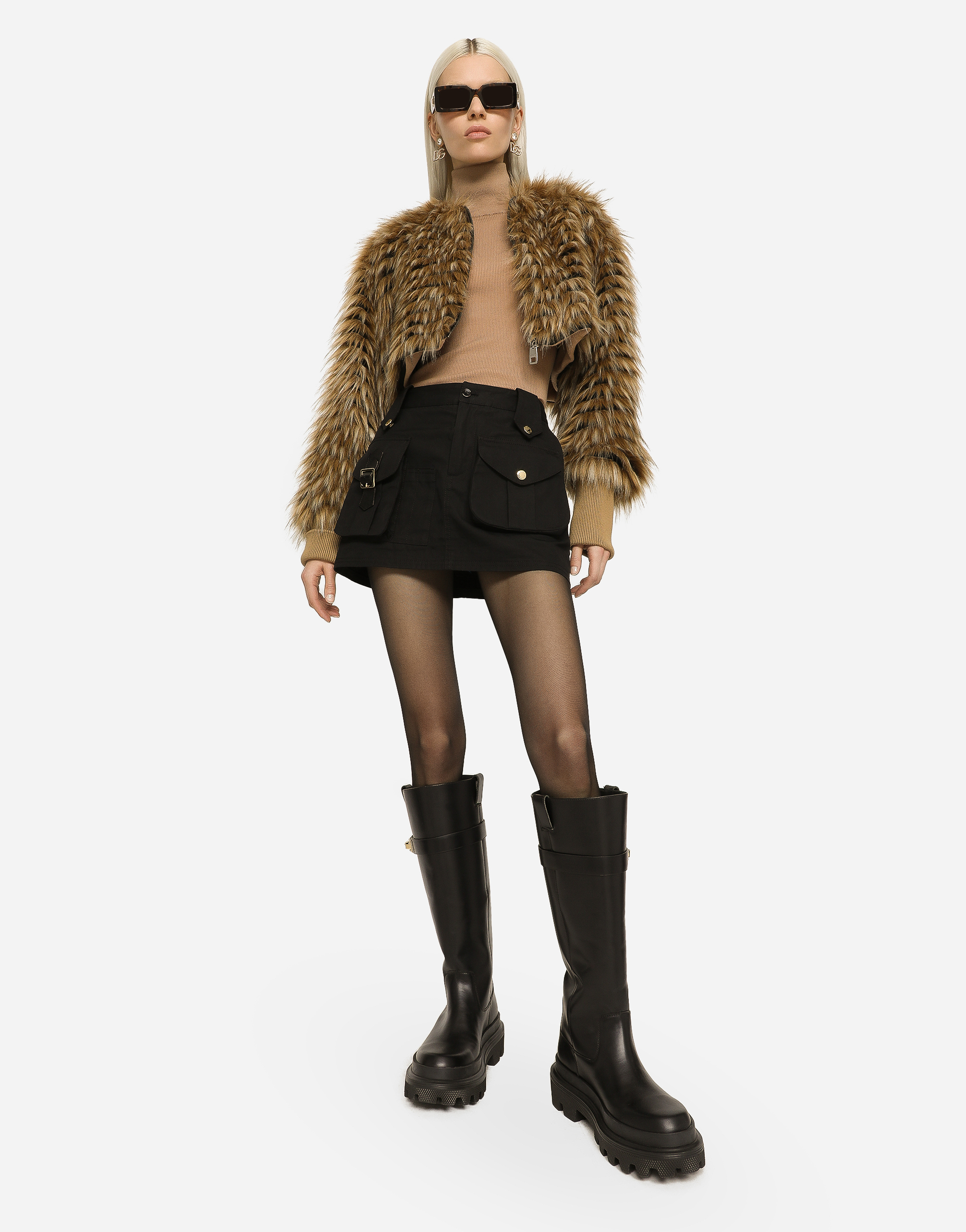 DOLCE & GABBANA SHORT FAUX FUR JACKET