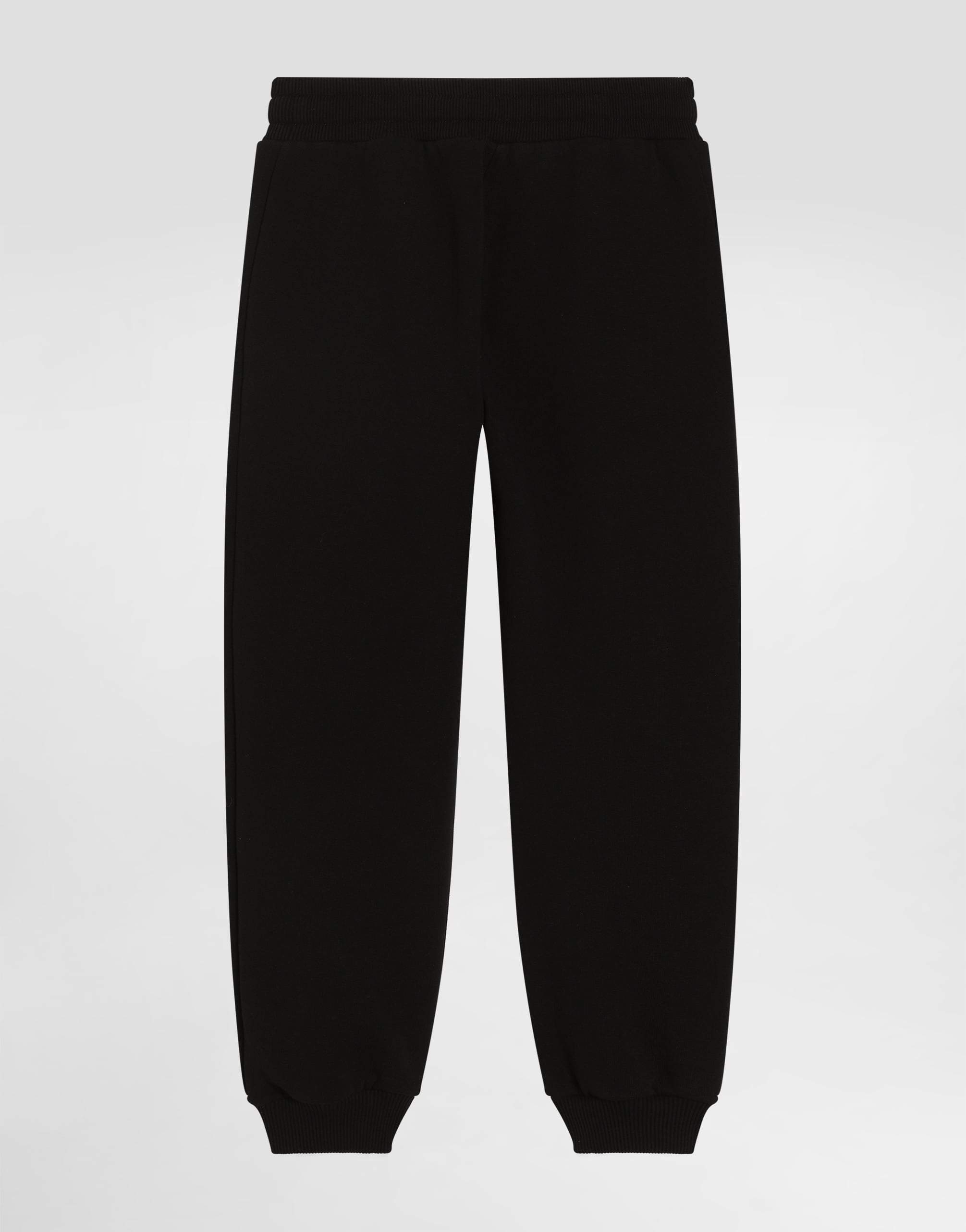  Dolce & Gabbana Oversized Fleece Trousers With Dg Logo And Rhinestones - Frau Hosen Und Röcke Schwarz 8 Years 