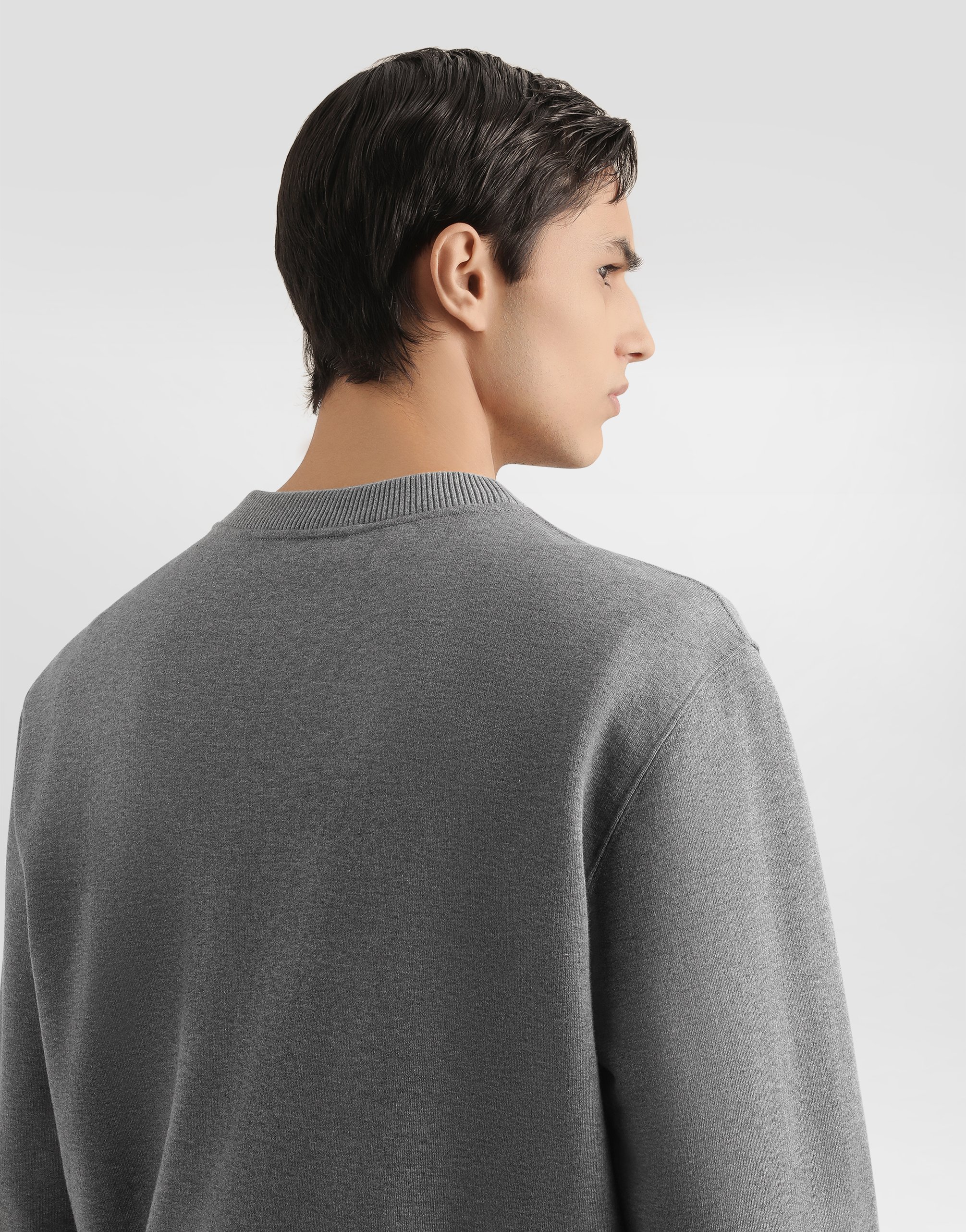 Dolce & Gabbana Sweatshirt With Heraldic Patch In Gray